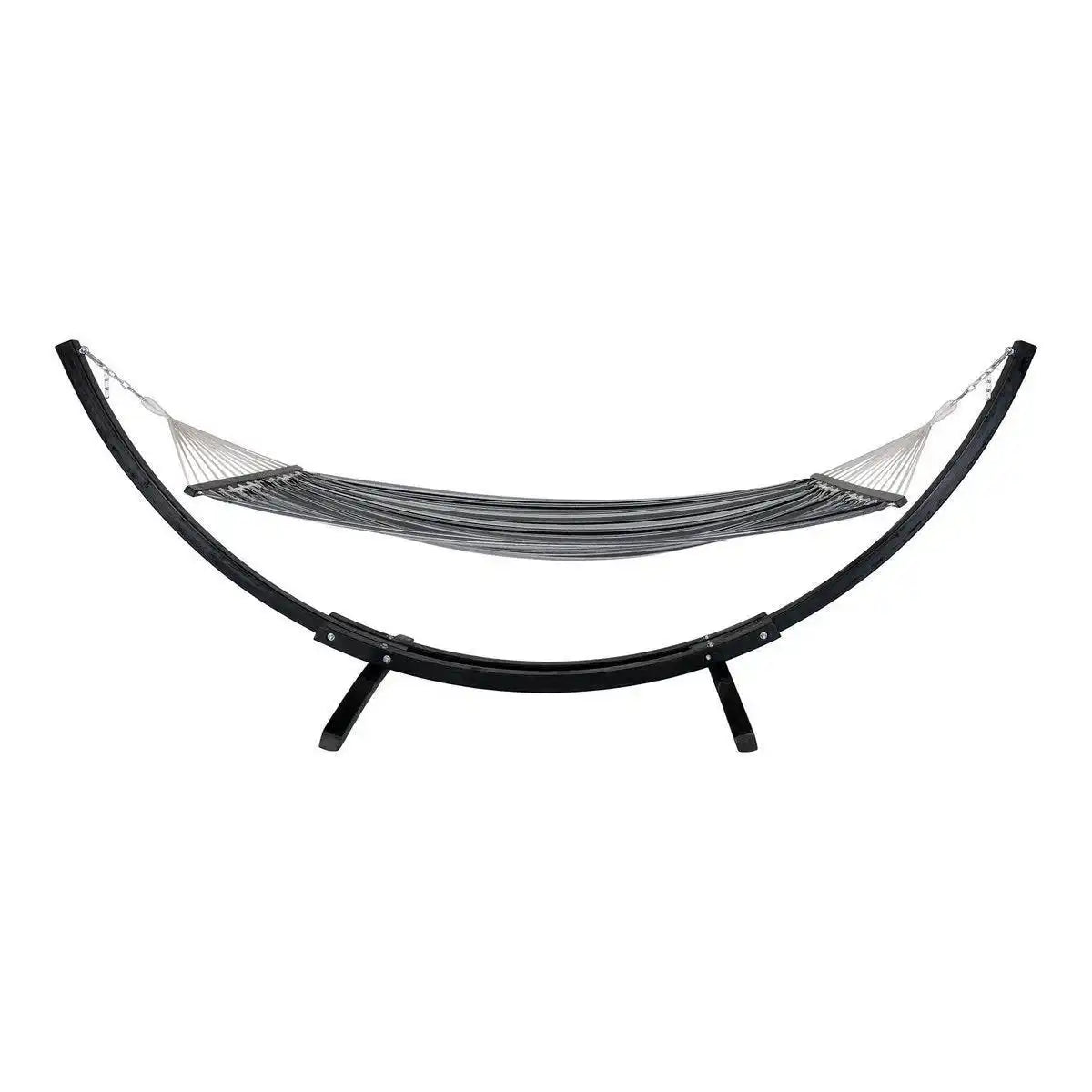Tripoli Hammock – Hängematte auf Holzständer, Lärche, Polyester/Baumwolle, schwarz/grau/weiß - HomeDesign Knaus