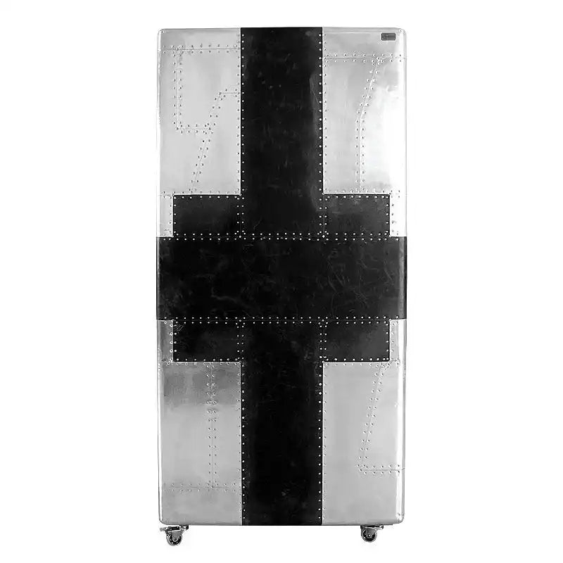 Unikat Aluminium Airplane Weinschrank mit schwarzen Leder Robust - HomeDesign Knaus