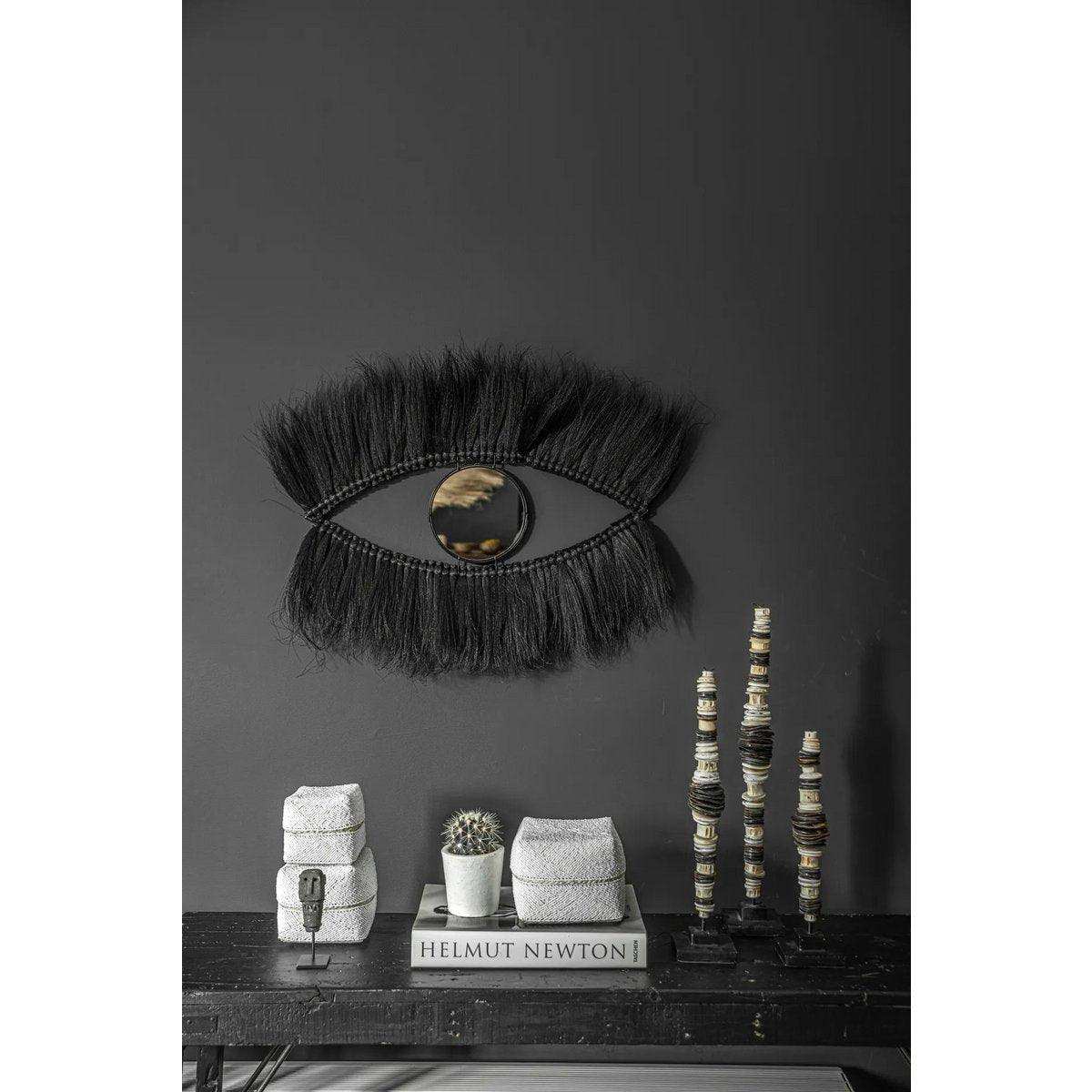 Unikat Grasmaterial Black-Eye-Spiegel Wandekoration - HomeDesign Knaus