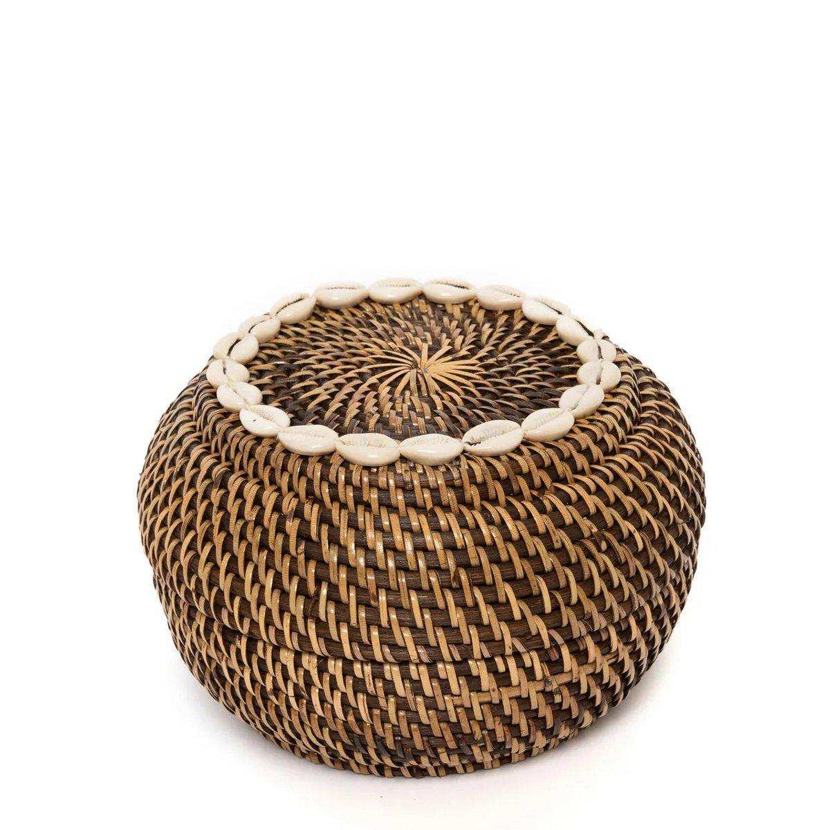 Unikatn Rattan koloniale Peek-a-Boo-Korb Aufbewahrungbox 23 cm - HomeDesign Knaus