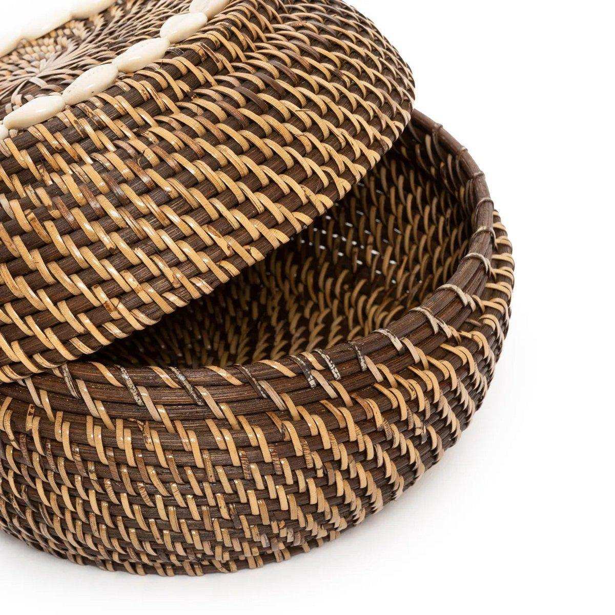 Unikatn Rattan koloniale Peek-a-Boo-Korb Aufbewahrungbox 27 cm - HomeDesign Knaus
