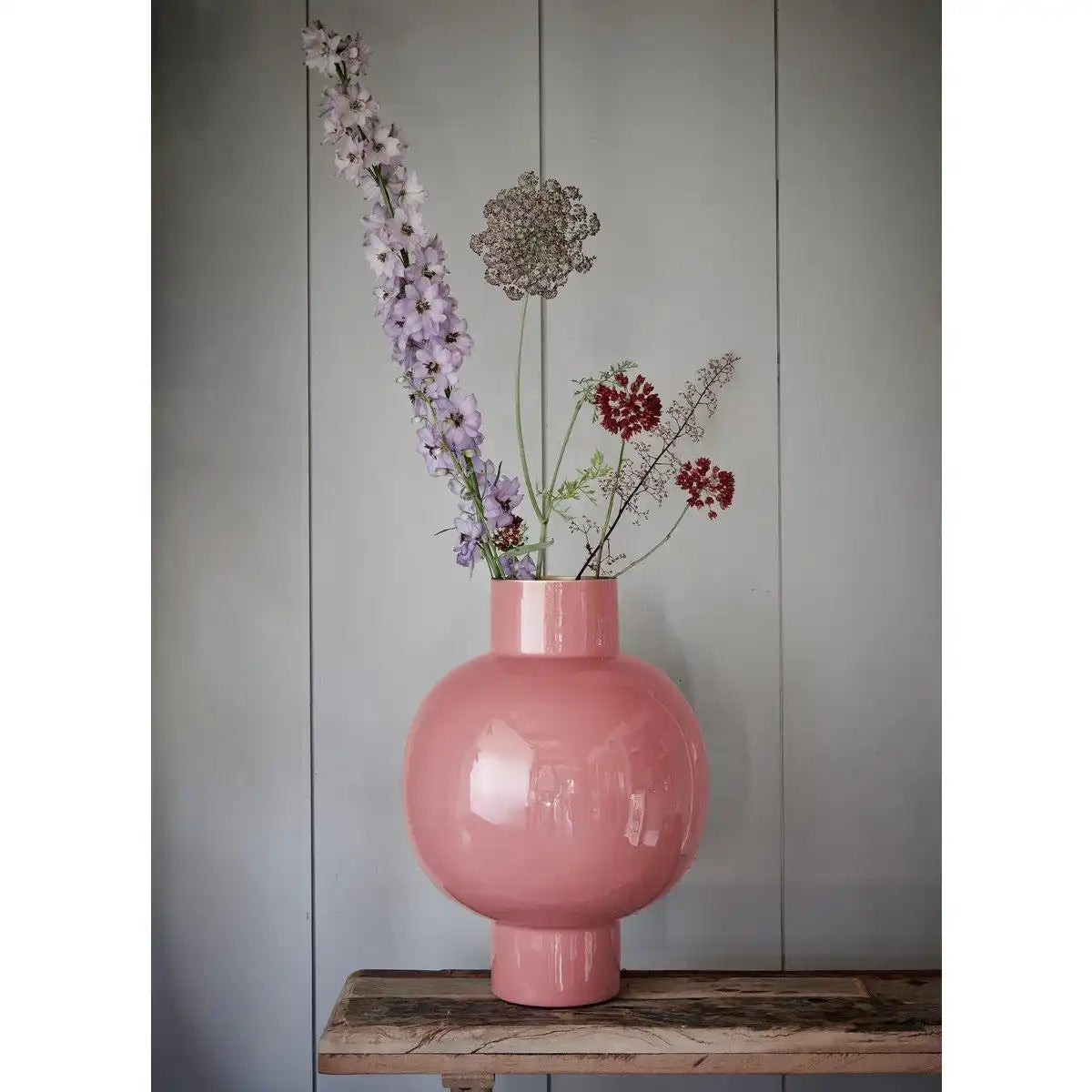 Vase aus Metall, groß, altrosa, 31,5 x 42 cm - HomeDesign Knaus