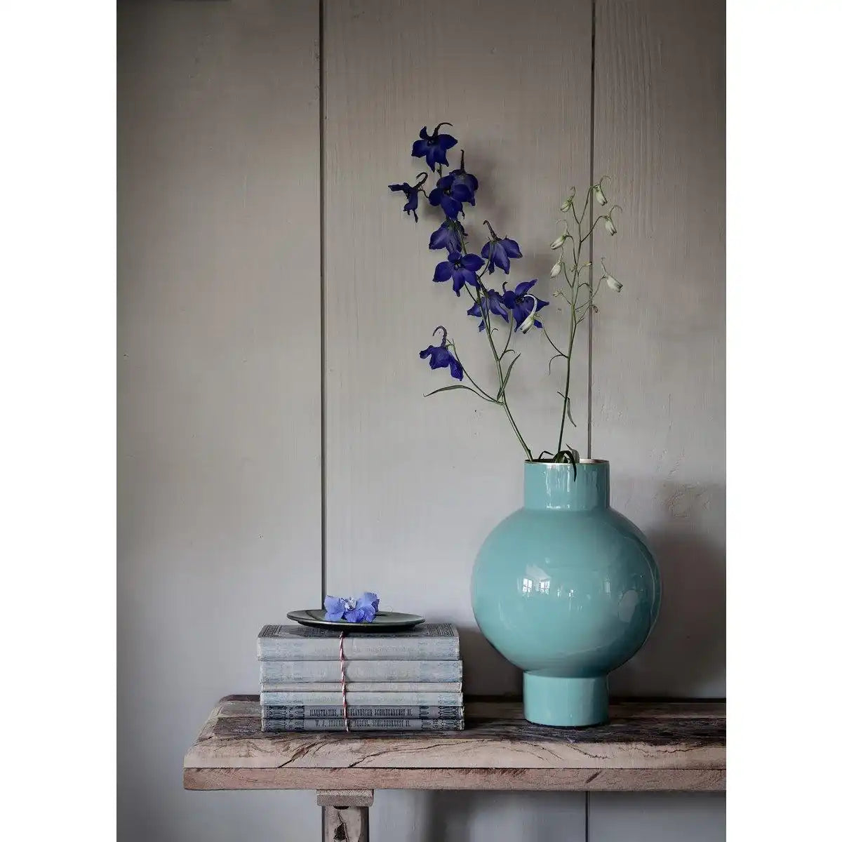 Vase aus Metall, klein, meergrün, 18 x 24 cm - HomeDesign Knaus