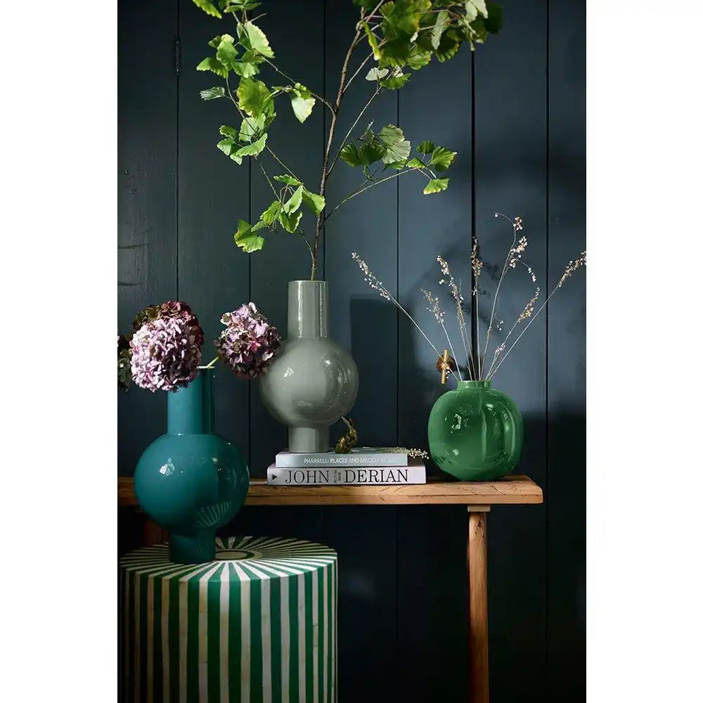 Vase aus Metall, mittelgroß, mittelgrün, 24 x 40 cm - HomeDesign Knaus
