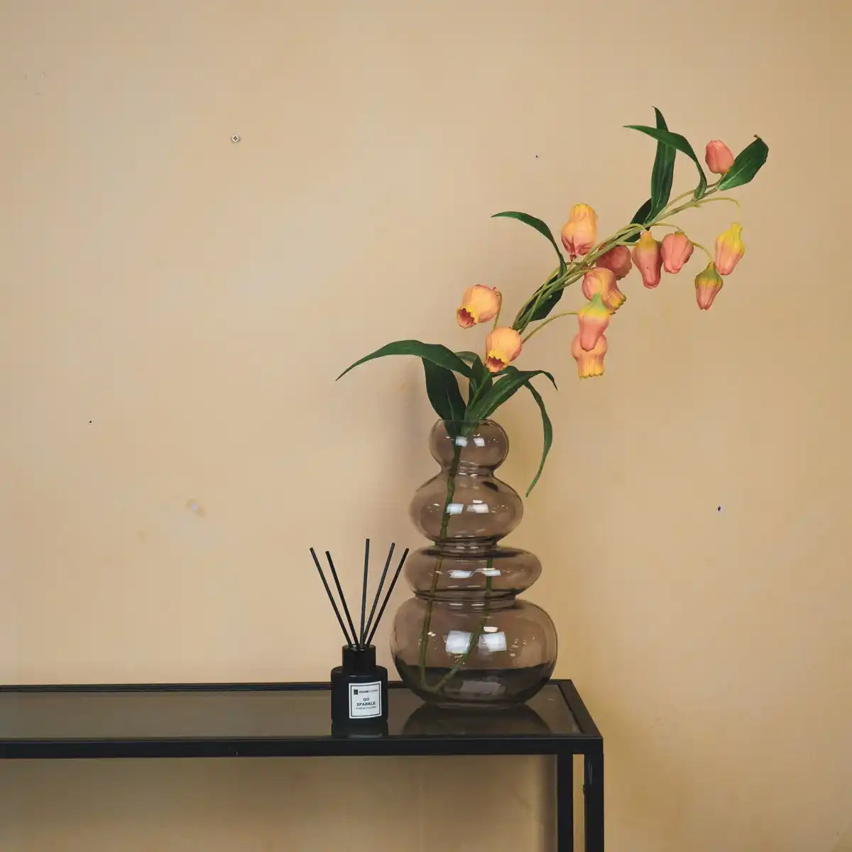 Vase - Bio - Glas - Braun - 16x14x27cm - HomeDesign Knaus