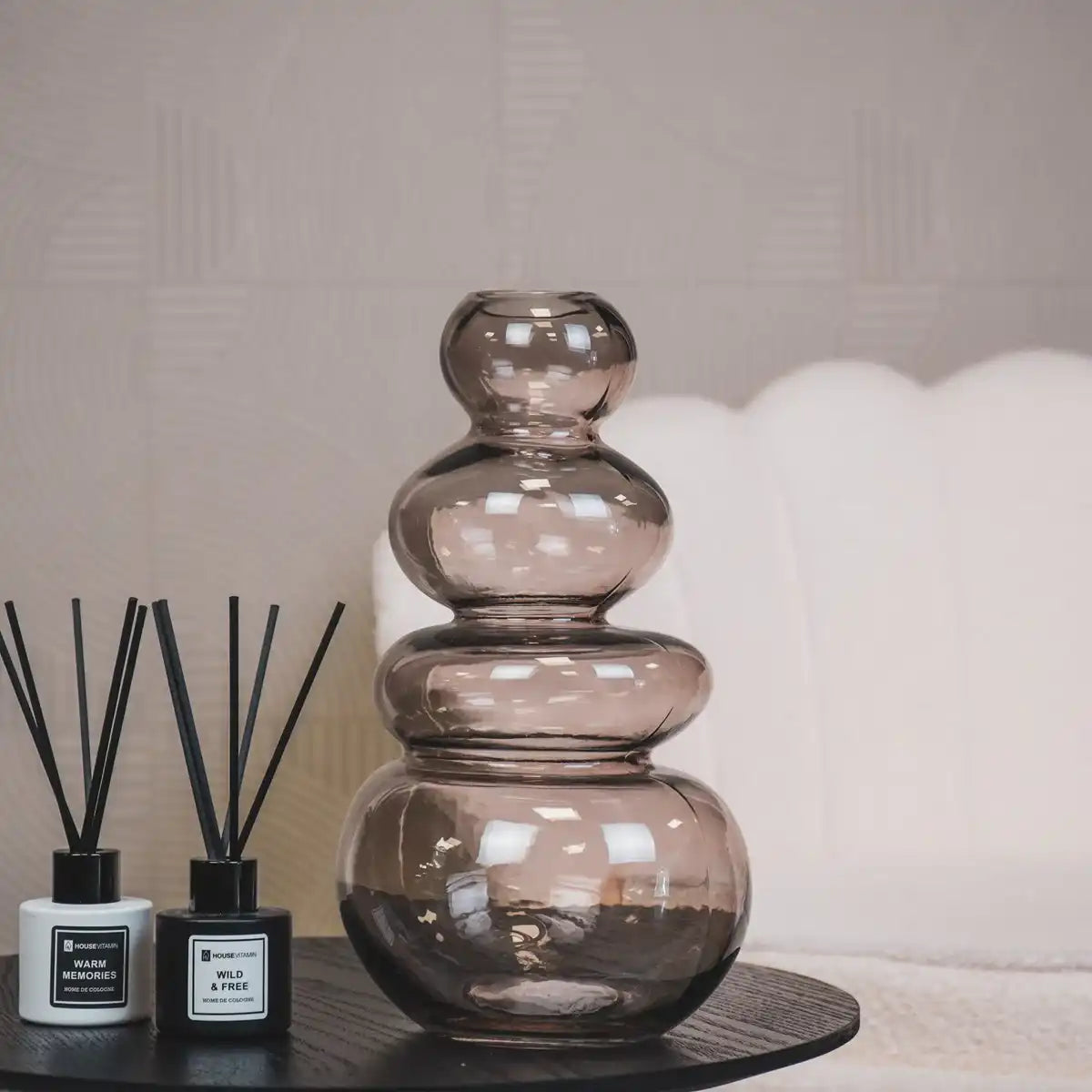 Vase - Bio - Glas - Braun - 16x14x27cm - HomeDesign Knaus