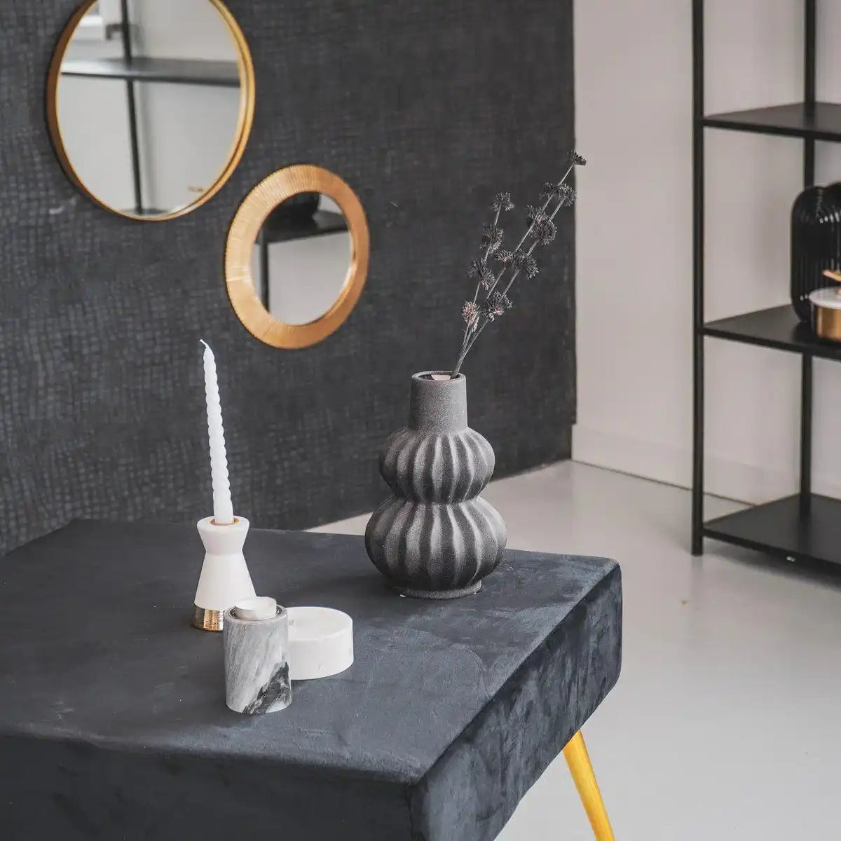 Vase - Bio - Keramik - Schwarz - 15x15x24cm - HomeDesign Knaus