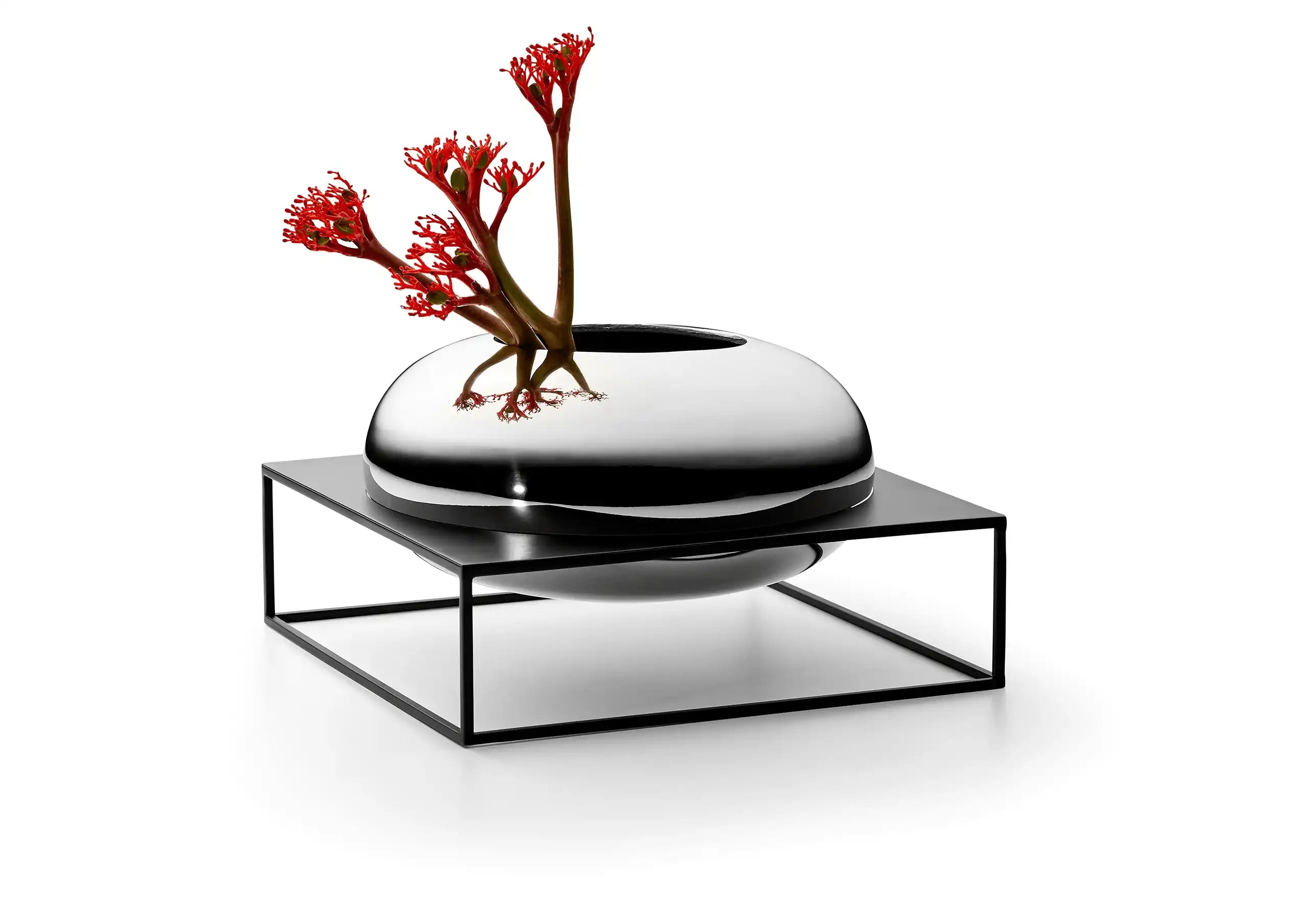 Vase Blumenvase im Ständer Nickelauflage Hochglanz poliert - HomeDesign Knaus