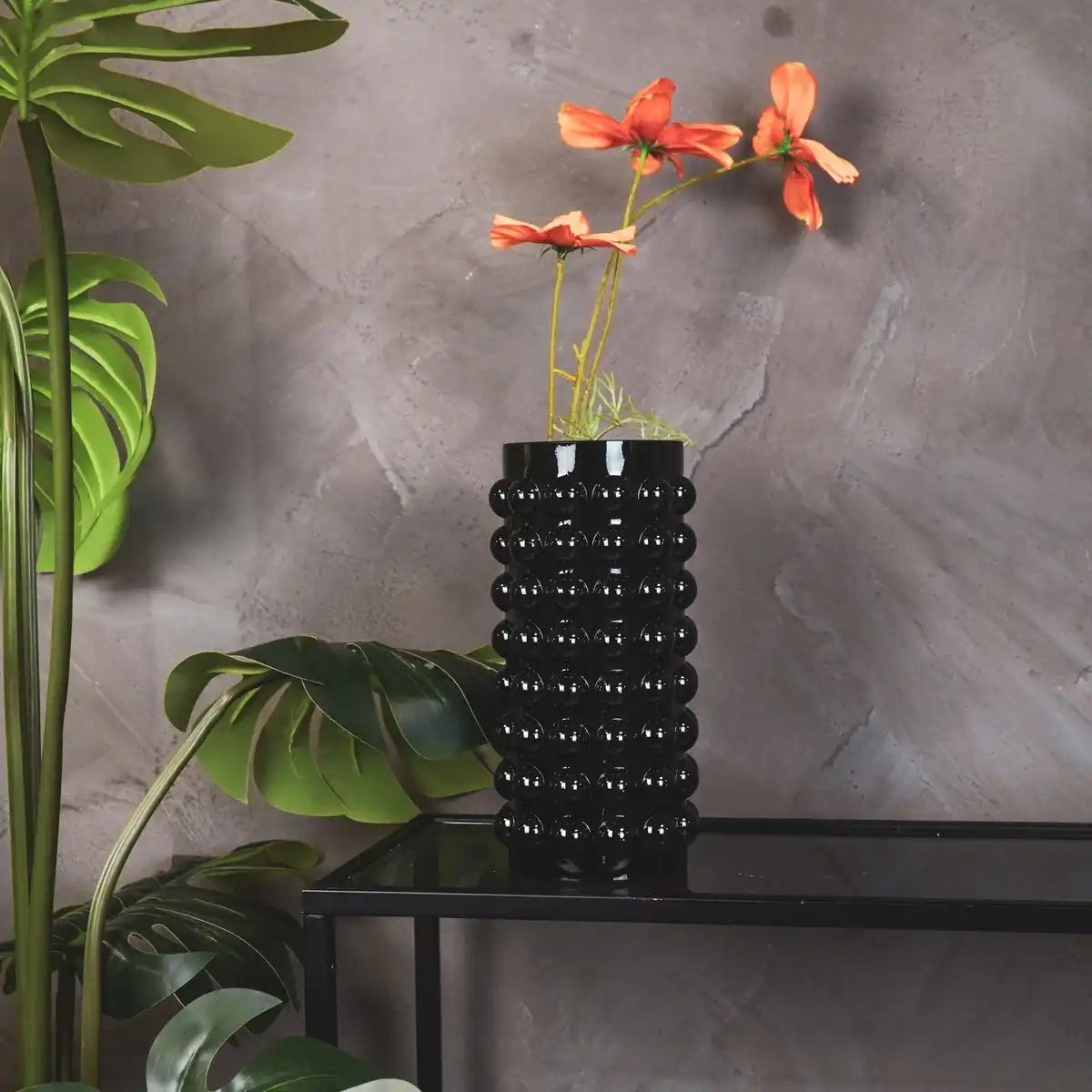 Vase - Bubbles - Glas - Schwarz - 13x26,5cm - HomeDesign Knaus