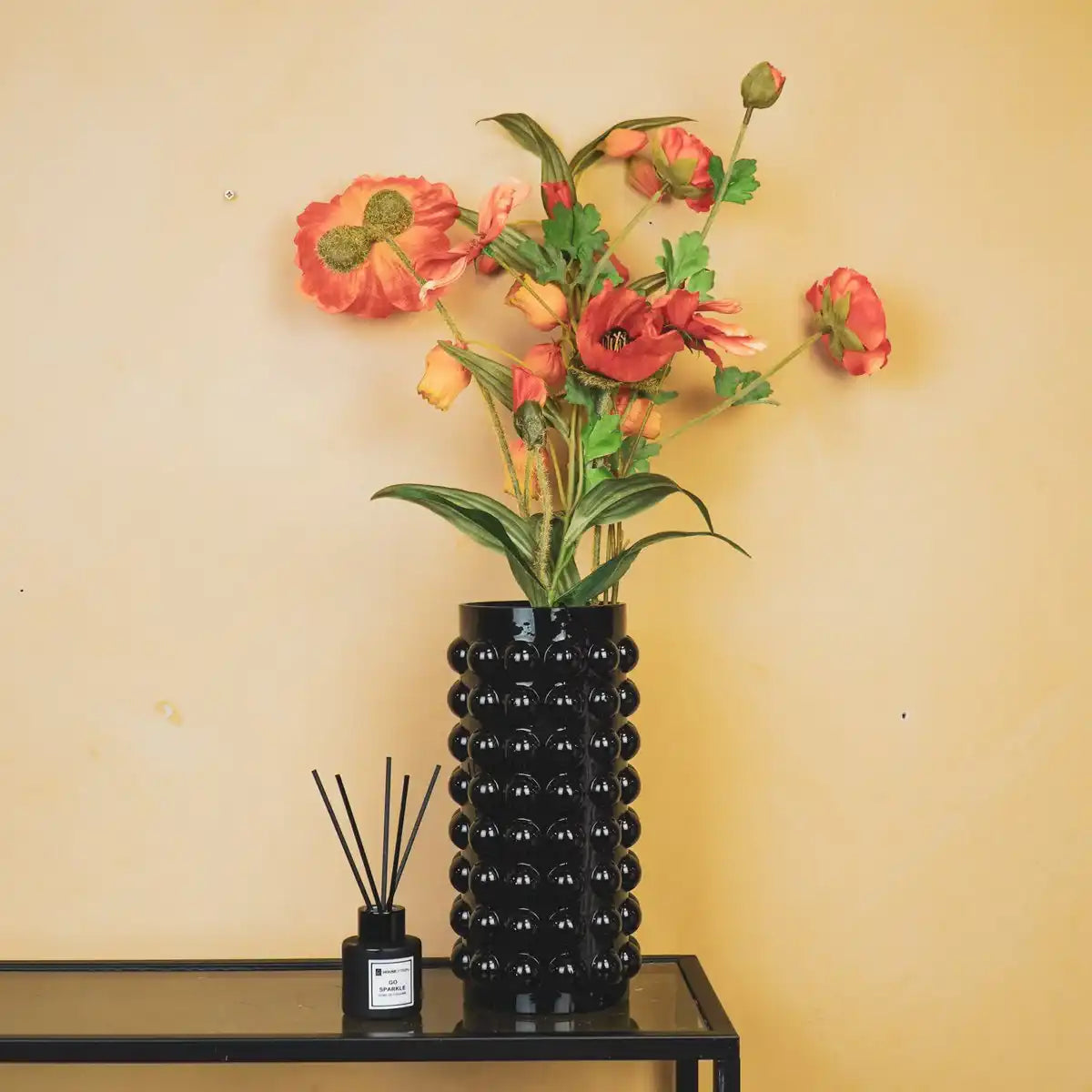 Vase - Bubbles - Glas - Schwarz - 13x26,5cm - HomeDesign Knaus