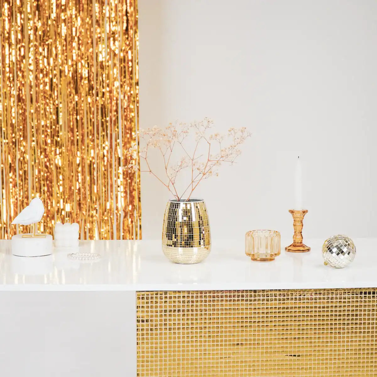 Vase - Disco - Glas - Gold - 12x12x15cm - HomeDesign Knaus