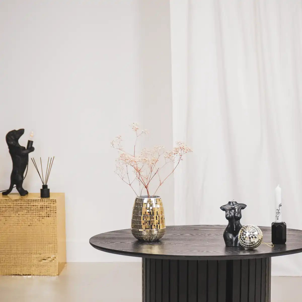 Vase - Disco - Glas - Gold - 12x12x15cm - HomeDesign Knaus