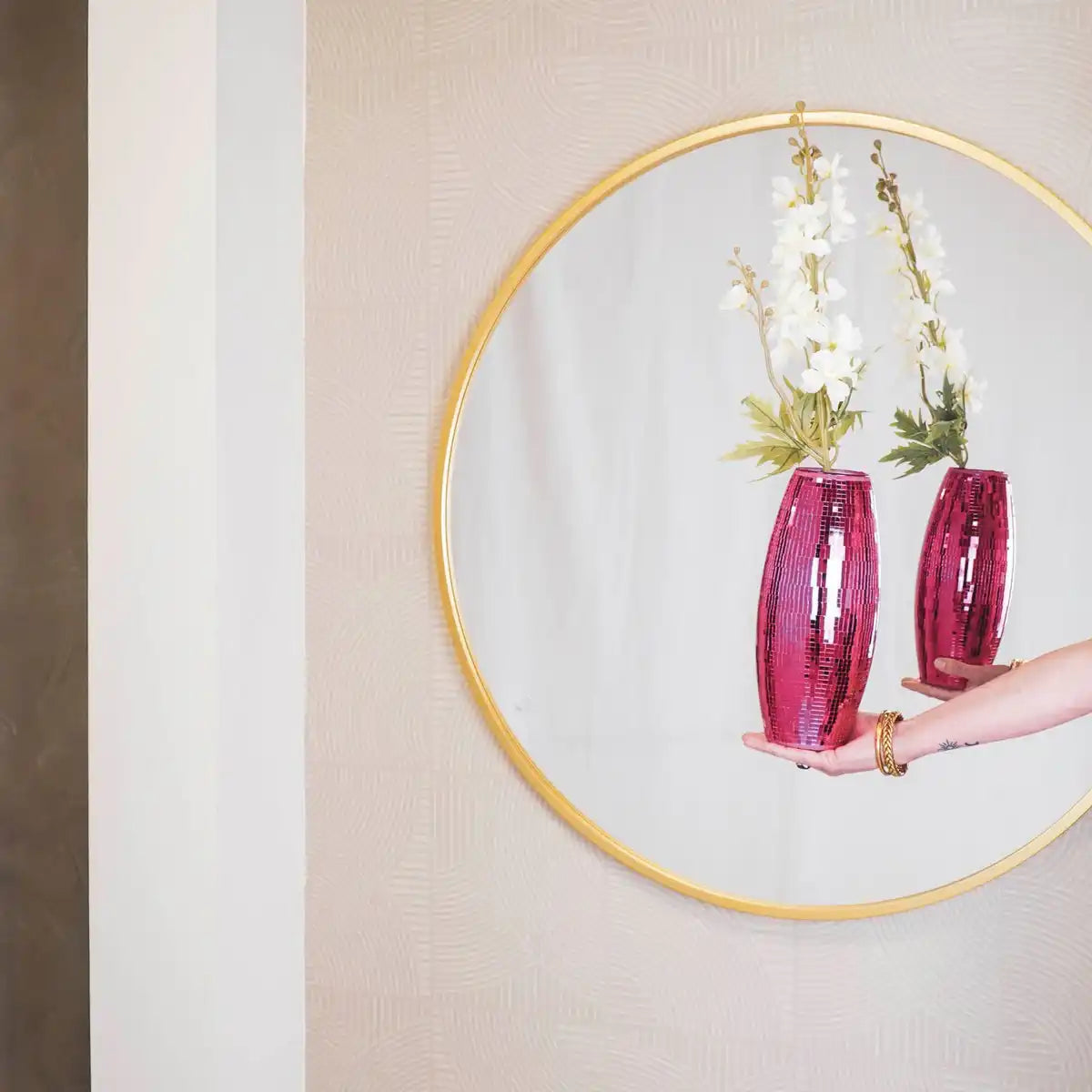 Vase - Disco - Glas - Rosa - 12,5x12,5x30cm - HomeDesign Knaus