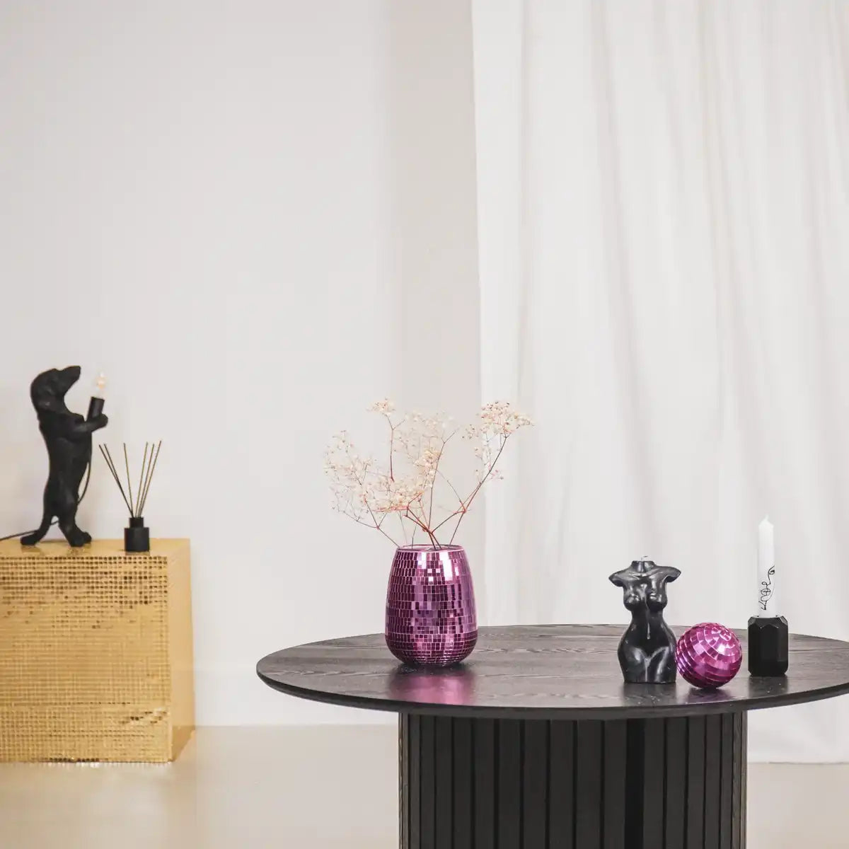 Vase - Disco - Glas - Rosa - 12x12x15cm - HomeDesign Knaus