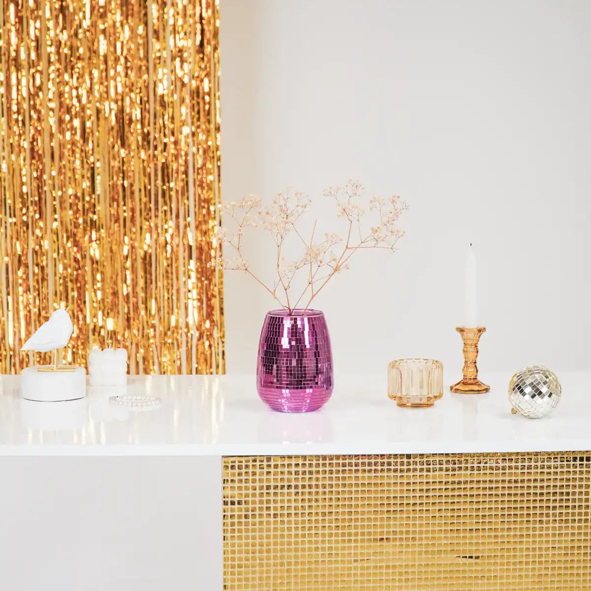 Vase - Disco - Glas - Rosa - 12x12x15cm - HomeDesign Knaus