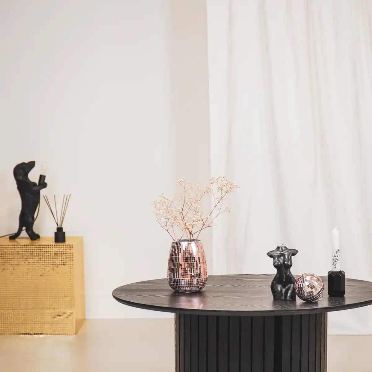 Vase - Disco - Glas - Roségold - 12x12x15cm - HomeDesign Knaus