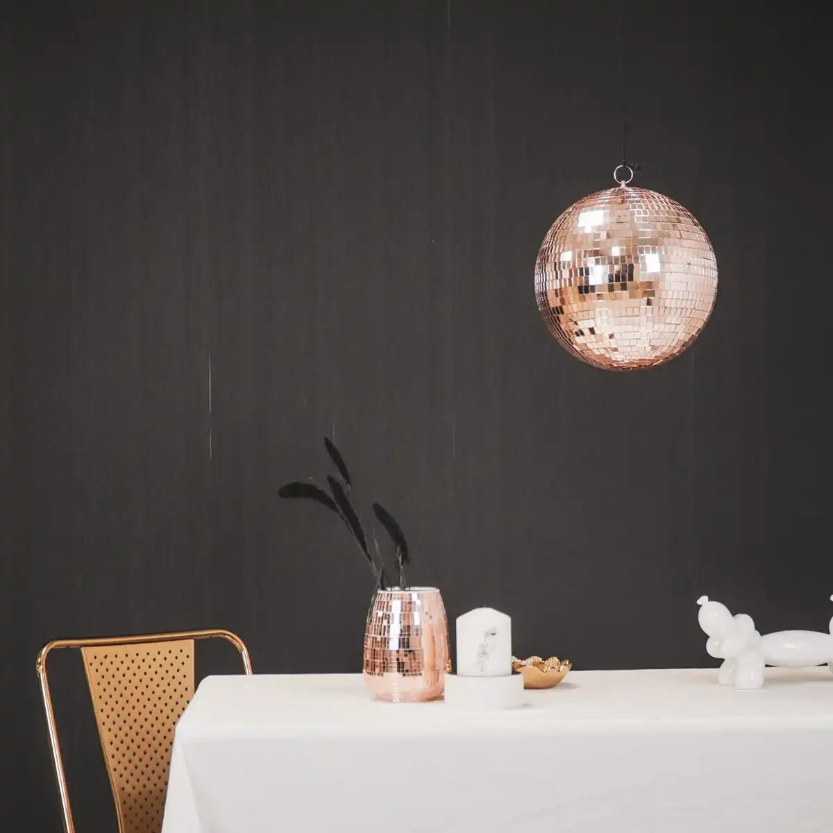 Vase - Disco - Glas - Roségold - 12x12x15cm - HomeDesign Knaus