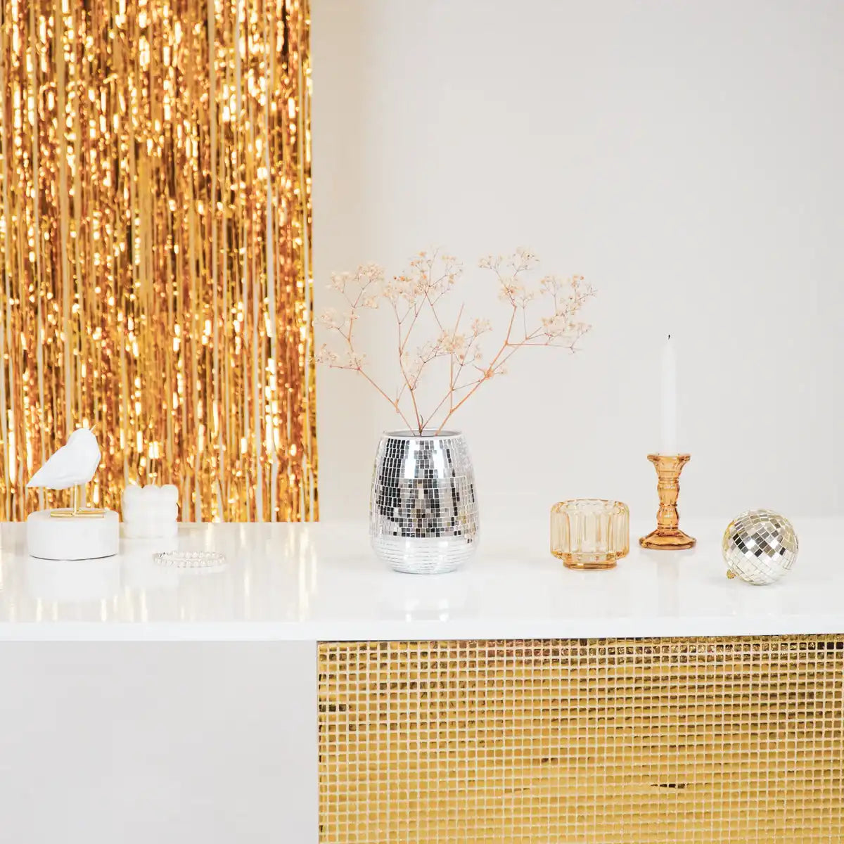 Vase - Disco - Glas - Silber - 12x12x15cm - HomeDesign Knaus