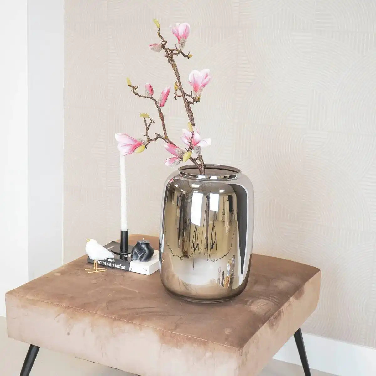 Vase - Groß - Glas - Grau - 25x35cm - HomeDesign Knaus