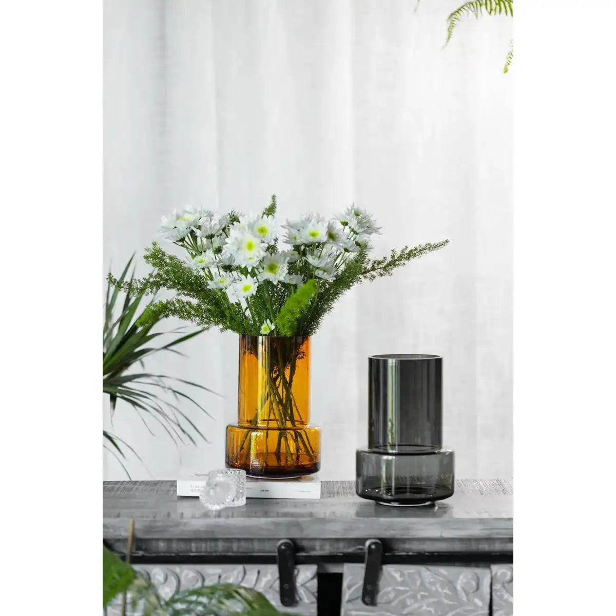 Vase im modernen Retro-Design, tiefgraue Farbe, TYLER12GR - HomeDesign Knaus