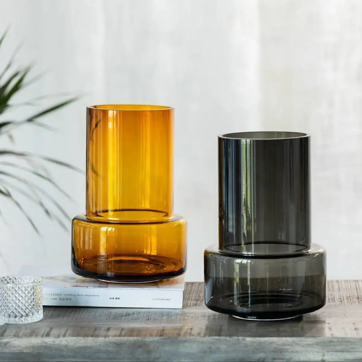 Vase im modernen Retro-Design, tiefgraue Farbe, TYLER12GR - HomeDesign Knaus