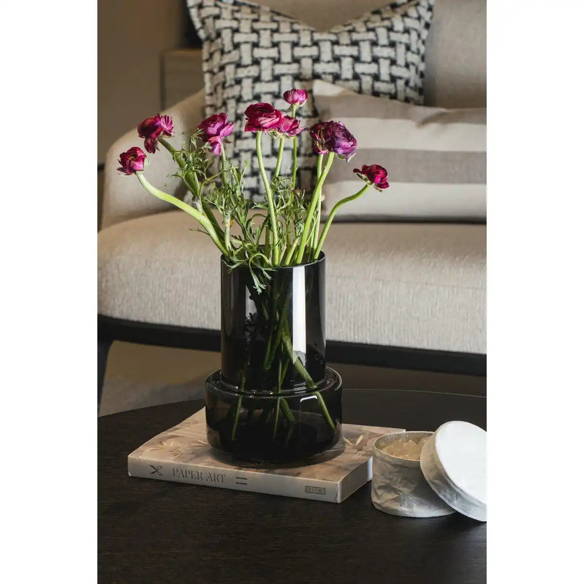 Vase im modernen Retro-Design, tiefgraue Farbe, TYLER12GR - HomeDesign Knaus