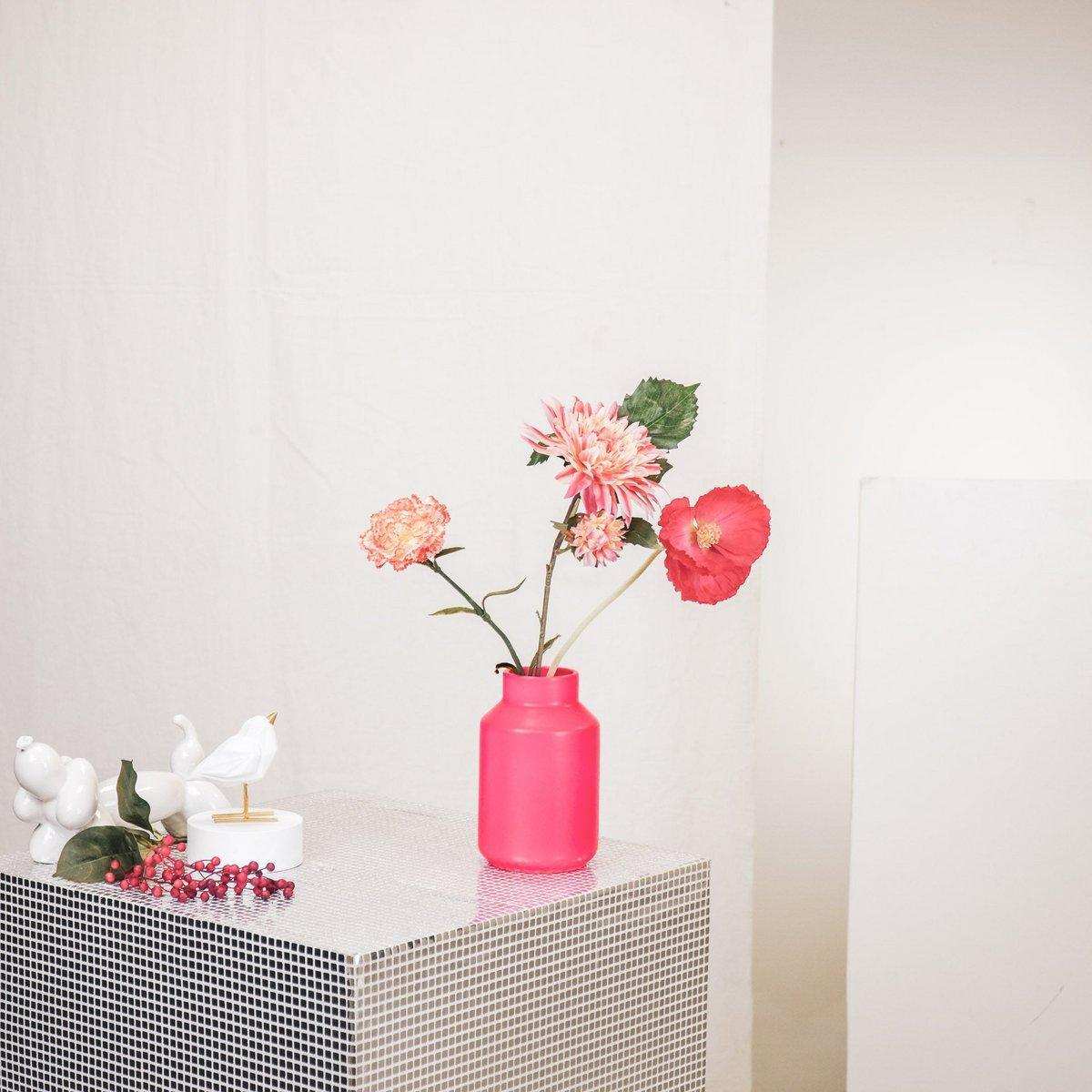 Vase - Keramik - Neonrosa - 11,5x11,5x18,5cm - HomeDesign Knaus