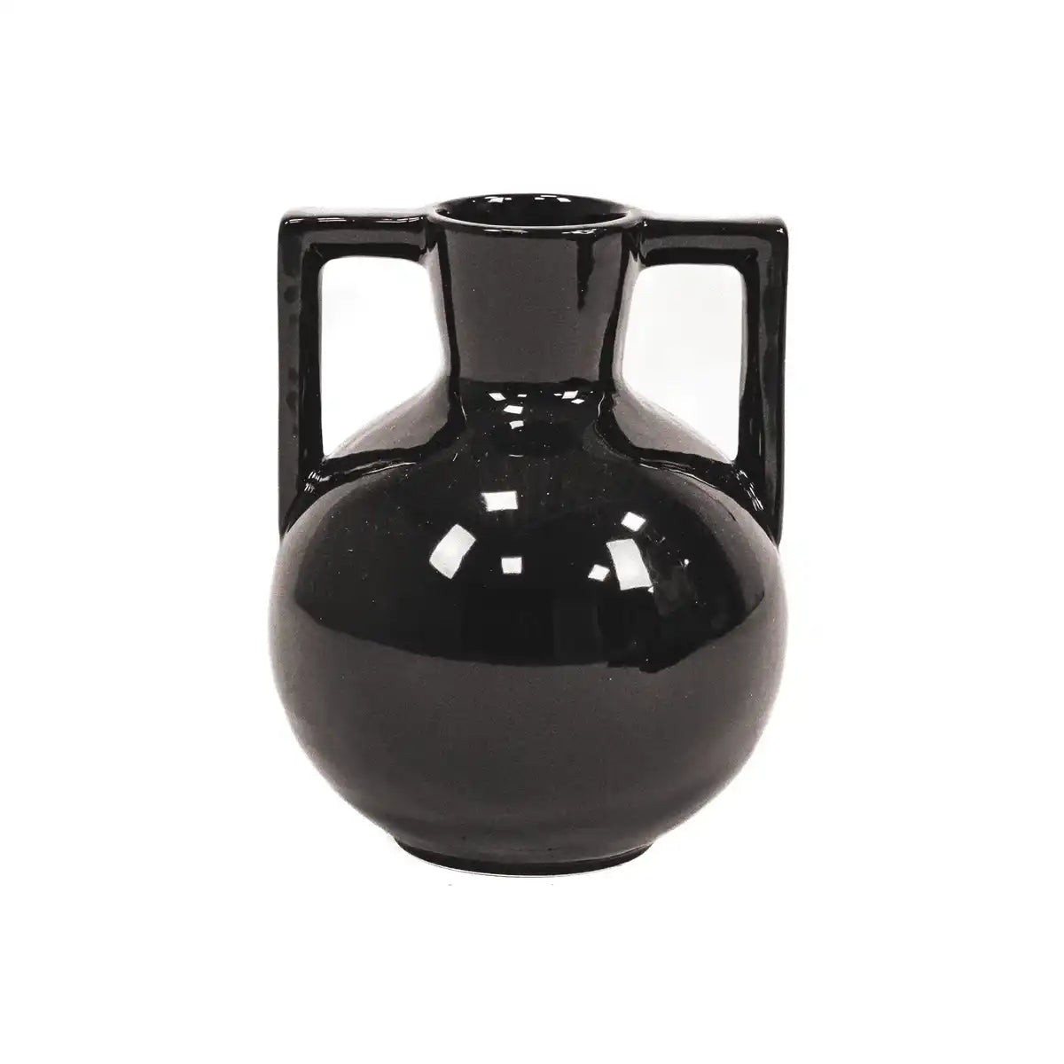 Vase - Kettlebell - Keramik - Schwarz - 14,5x14,5x18,5cm - HomeDesign Knaus