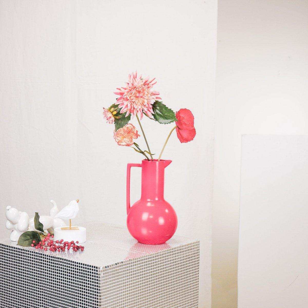 Vase - Krug - Keramik - Neonrosa - 17,5x17,5x27,5cm - HomeDesign Knaus