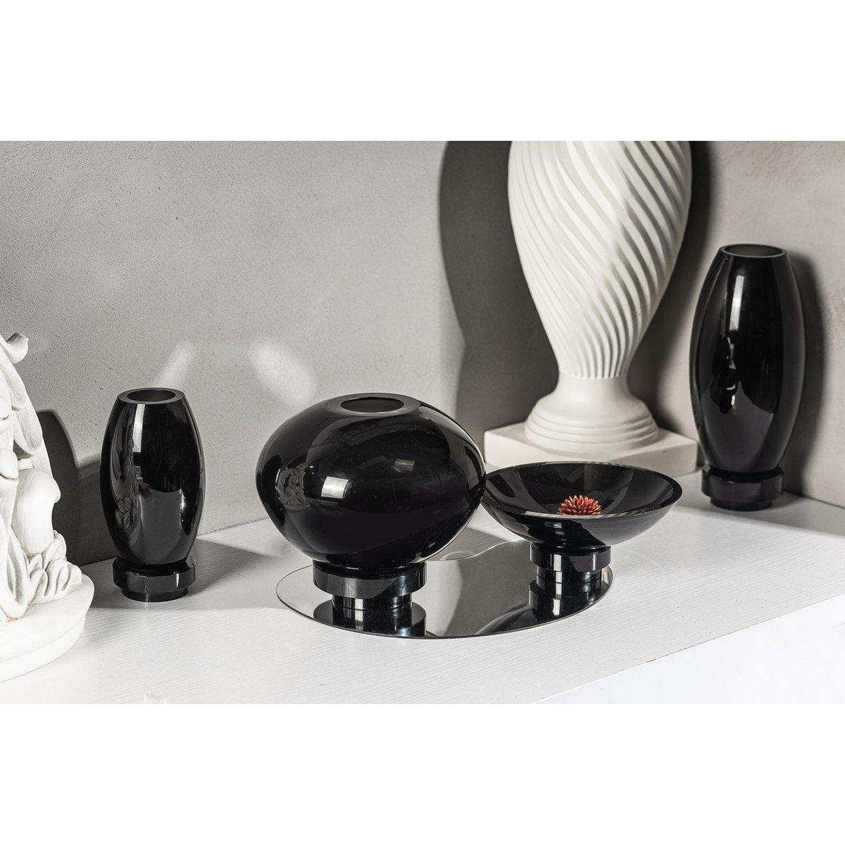 Vase Kugelform innovatives Design, schwarzes Glas, RUD00_Luxury Edition - HomeDesign Knaus