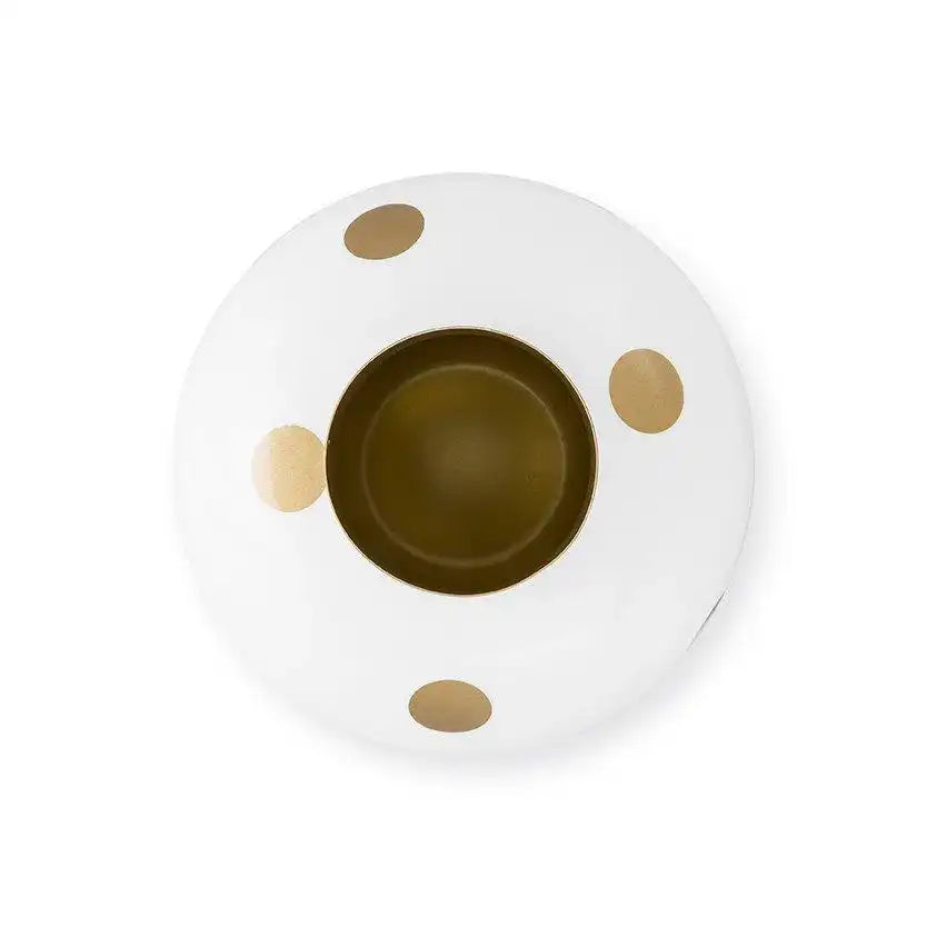 Vase Metal Dots Weiß-Gold 32cm - HomeDesign Knaus