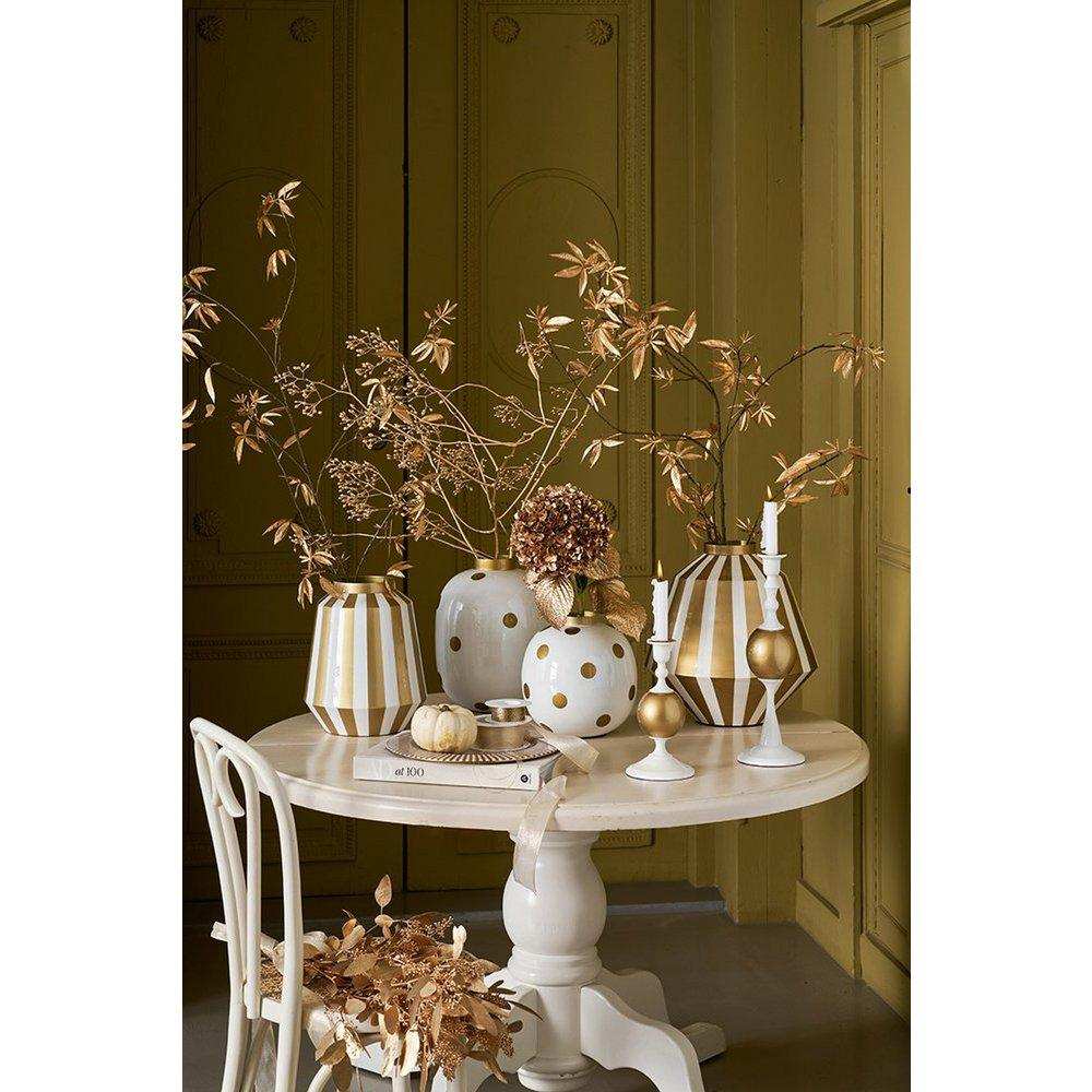 Vase Metal Dots Weiß-Gold 32cm - HomeDesign Knaus