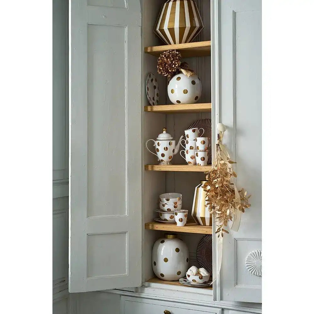 Vase Metal Dots Weiß-Gold 32cm - HomeDesign Knaus