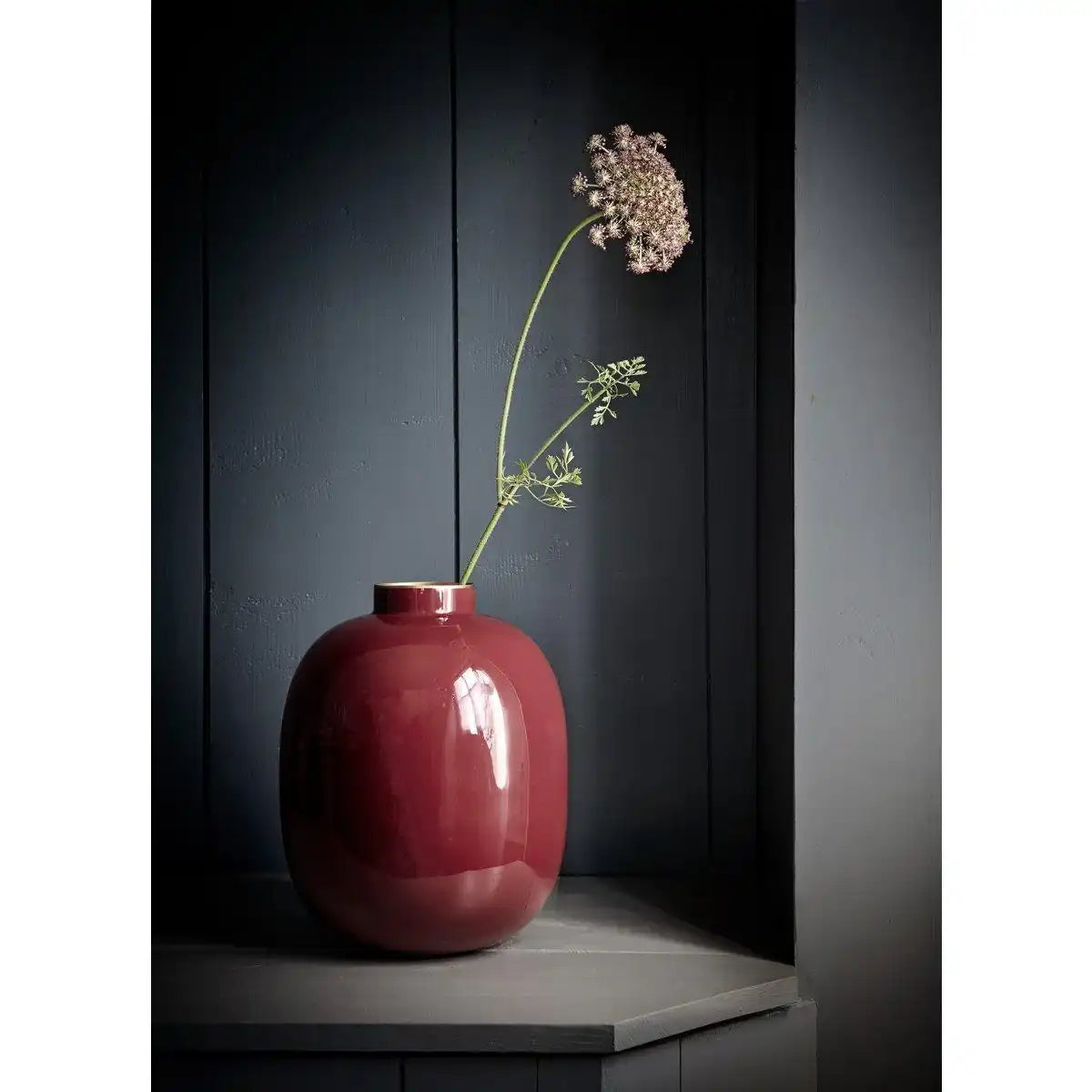 Vase Metall Dunkelrot 32cm - HomeDesign Knaus