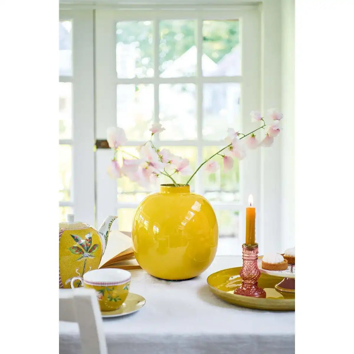 Vase Metall Gelb 23cm - HomeDesign Knaus
