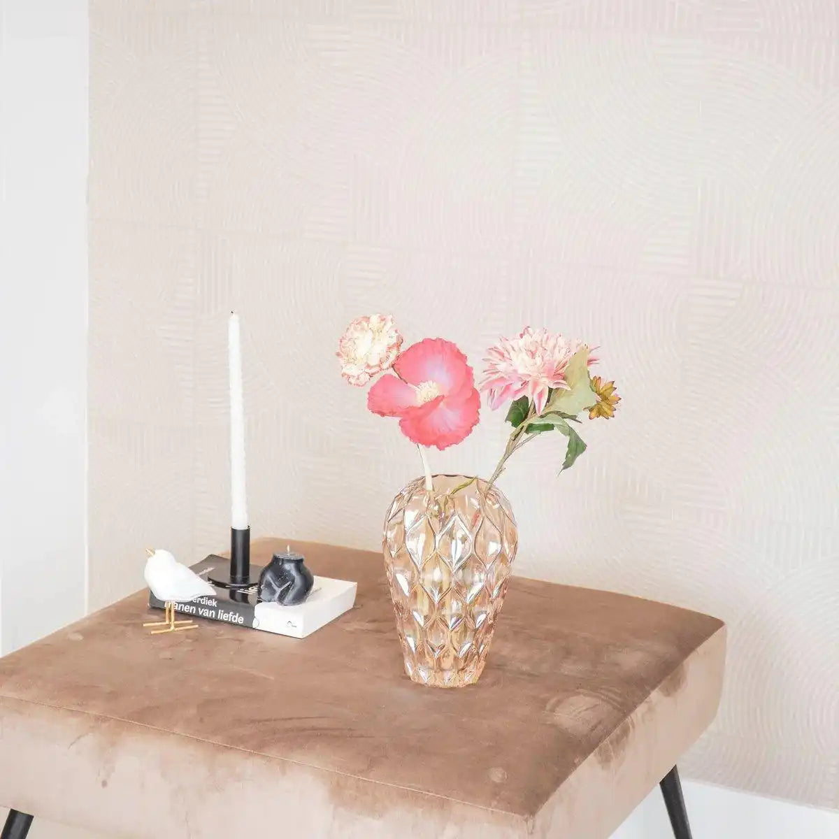 Vase - Muster - Glas - Bernstein - 12x22cm - HomeDesign Knaus