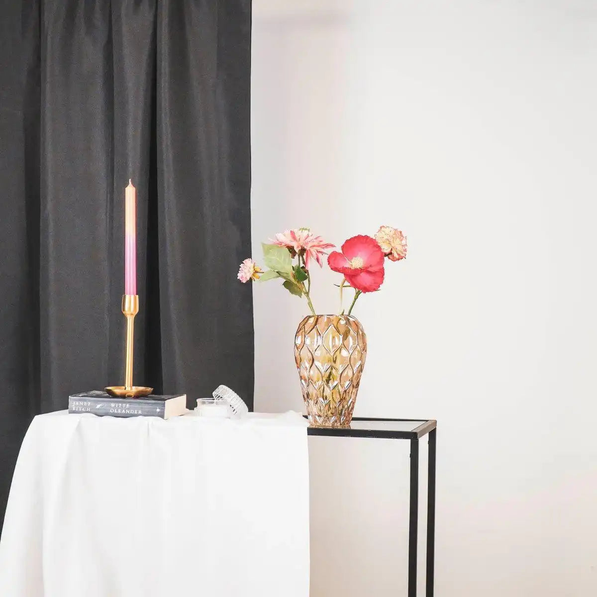 Vase - Muster - Glas - Bernstein - 12x22cm - HomeDesign Knaus