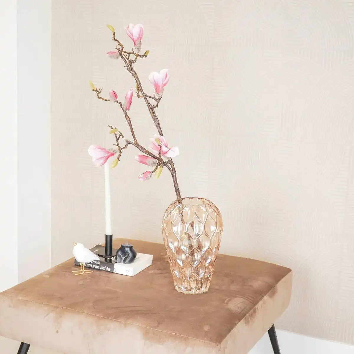 Vase - Muster - Glas - Bernstein - 16x27cm - HomeDesign Knaus