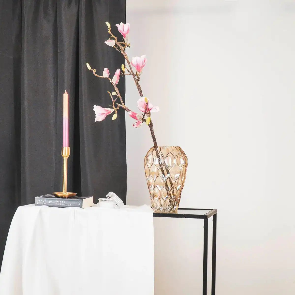 Vase - Muster - Glas - Bernstein - 16x27cm - HomeDesign Knaus