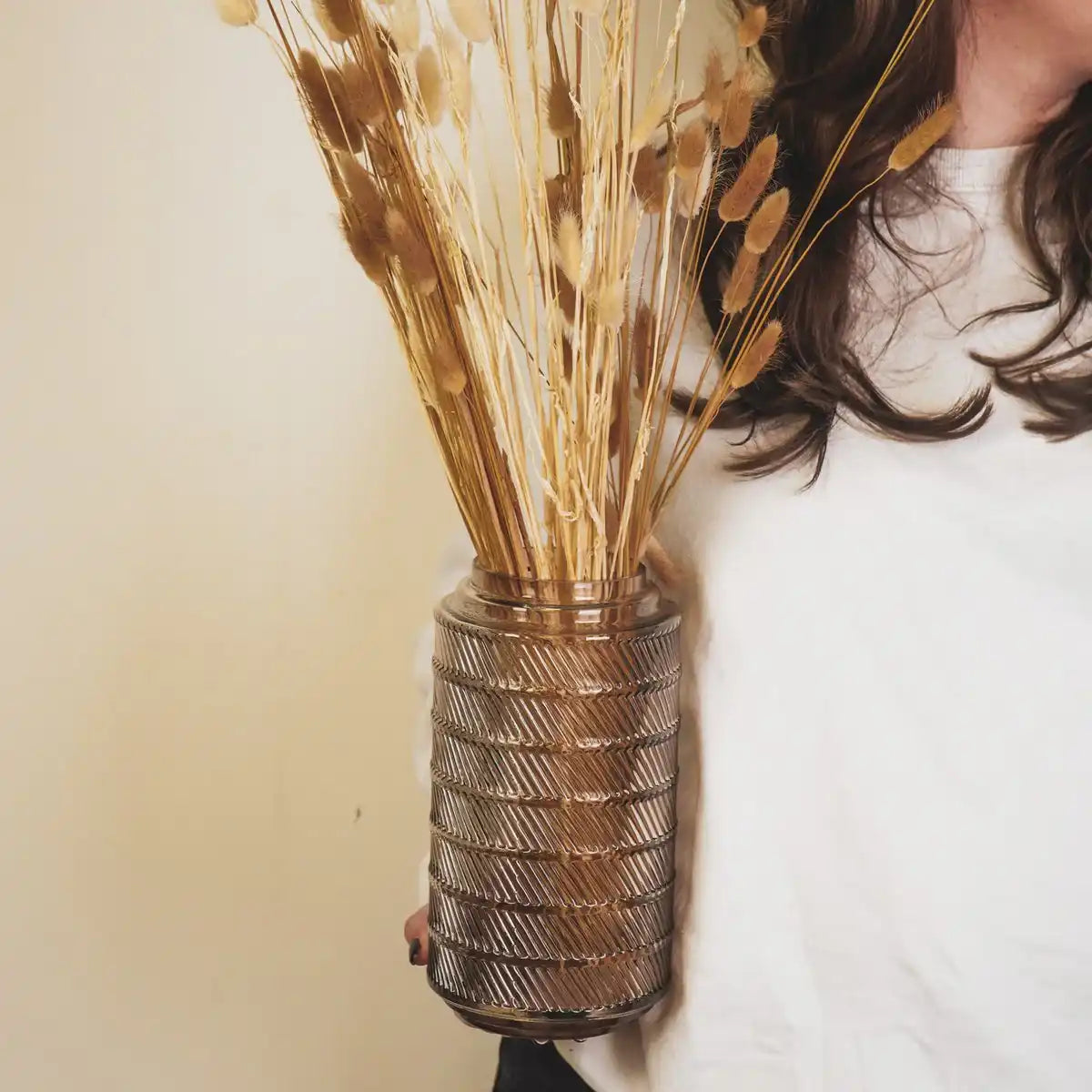 Vase - Muster - Glas - Braun - 12,5x23cm - HomeDesign Knaus