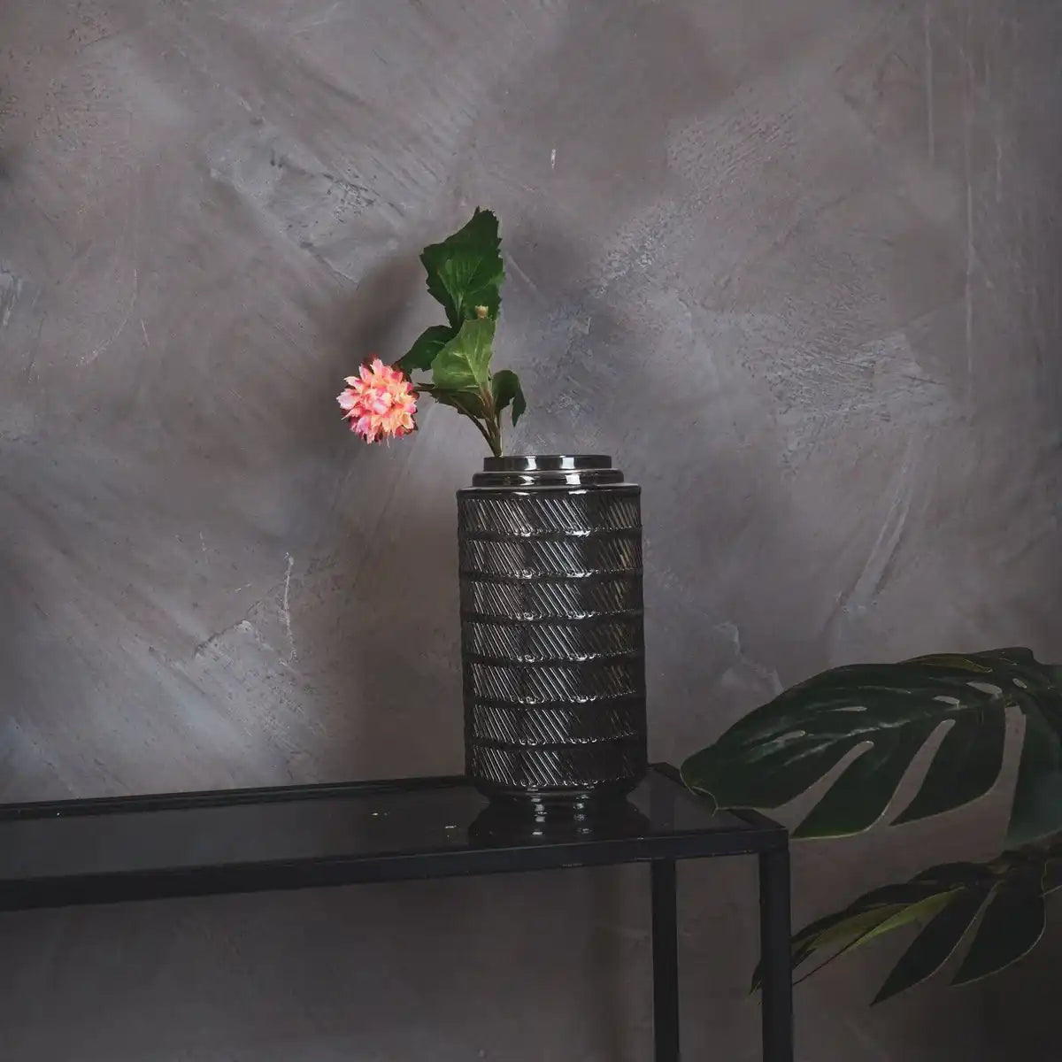 Vase - Muster - Glas - Smokey - 12,5x23cm - HomeDesign Knaus