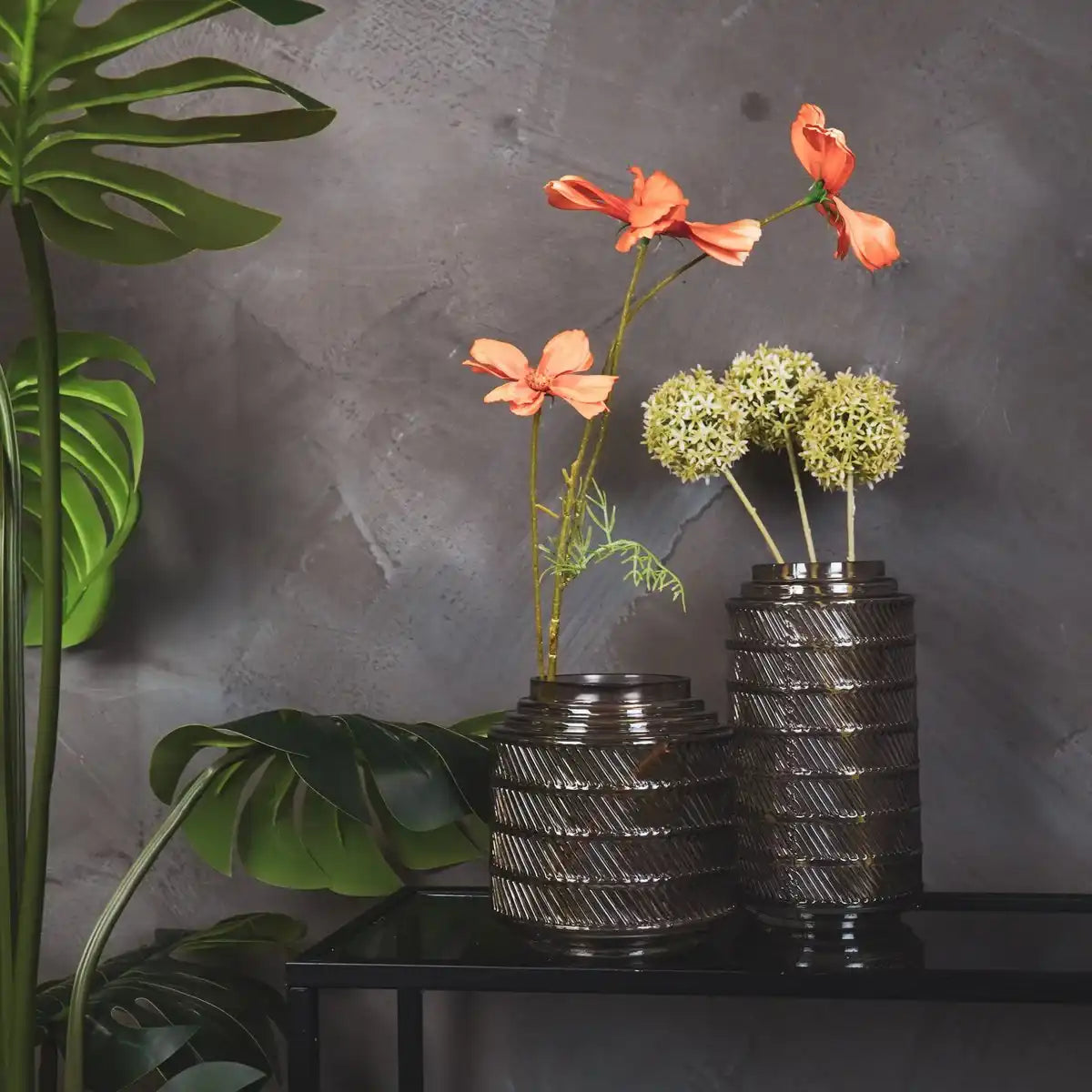 Vase - Muster - Glas - Smokey - 12,5x23cm - HomeDesign Knaus