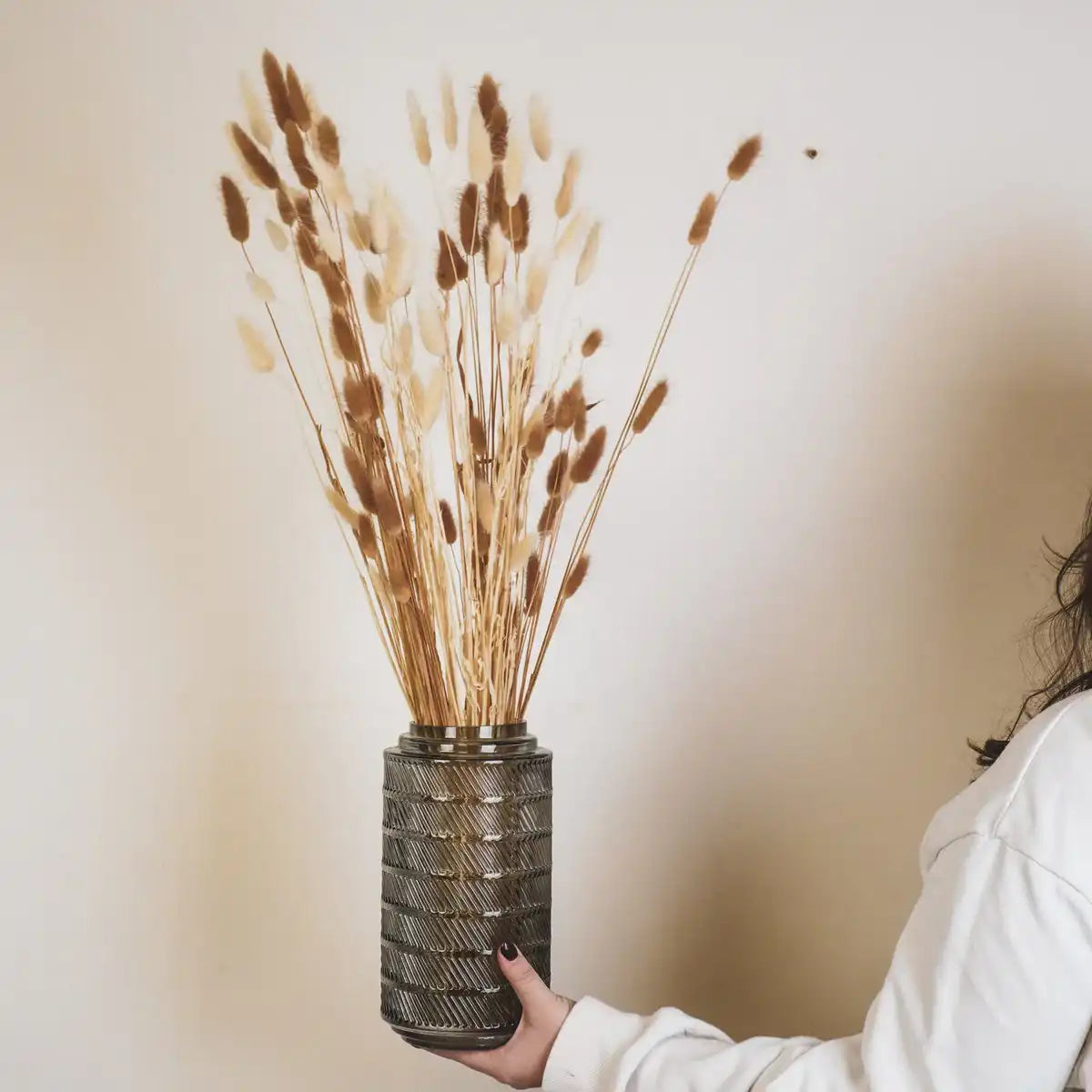 Vase - Muster - Glas - Smokey - 12,5x23cm - HomeDesign Knaus