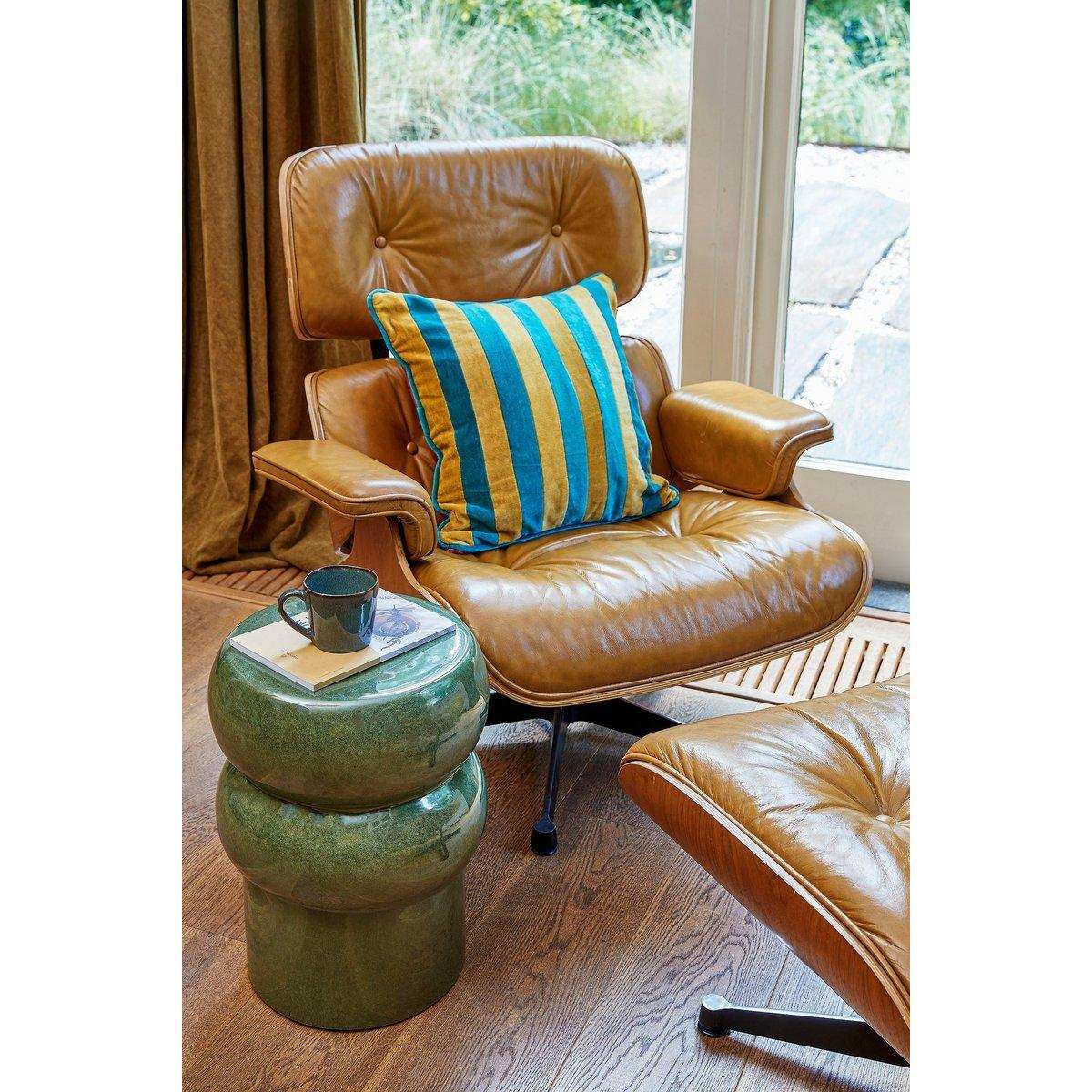 Vendi Beistelltisch – H44 x Ø32 cm – Keramik – Dunkelgrün - HomeDesign Knaus