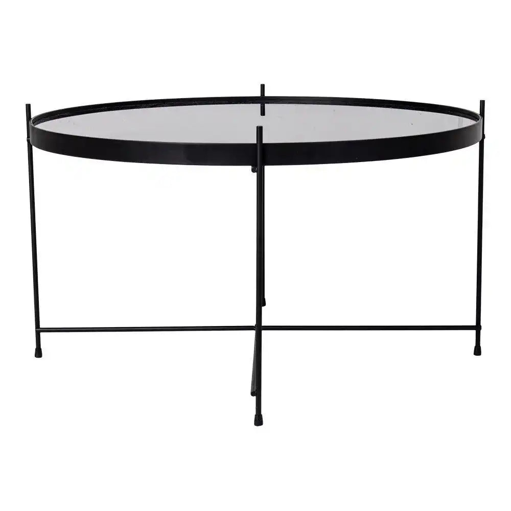 Venezia Couchtisch - Couchtisch schwarz pulverbeschichteter Stahl mit Glas ø70xh40cm - HomeDesign Knaus