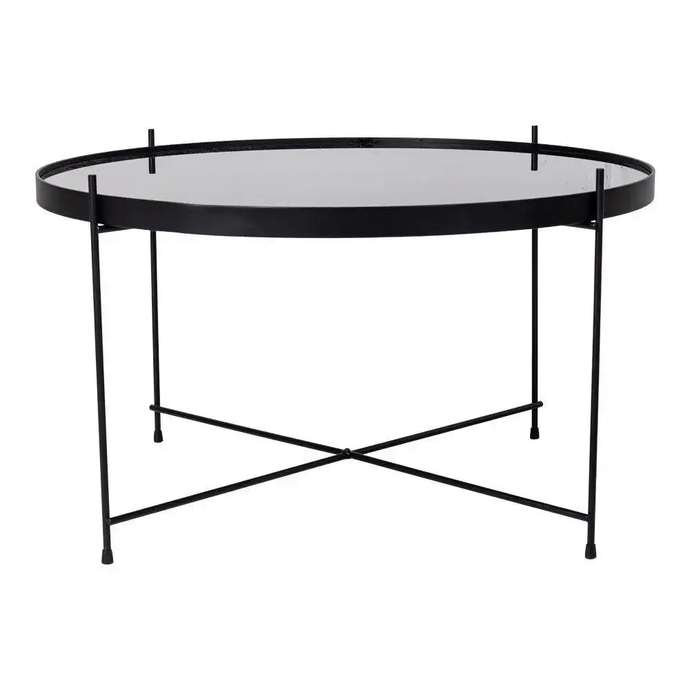 Venezia Couchtisch - Couchtisch schwarz pulverbeschichteter Stahl mit Glas ø70xh40cm - HomeDesign Knaus