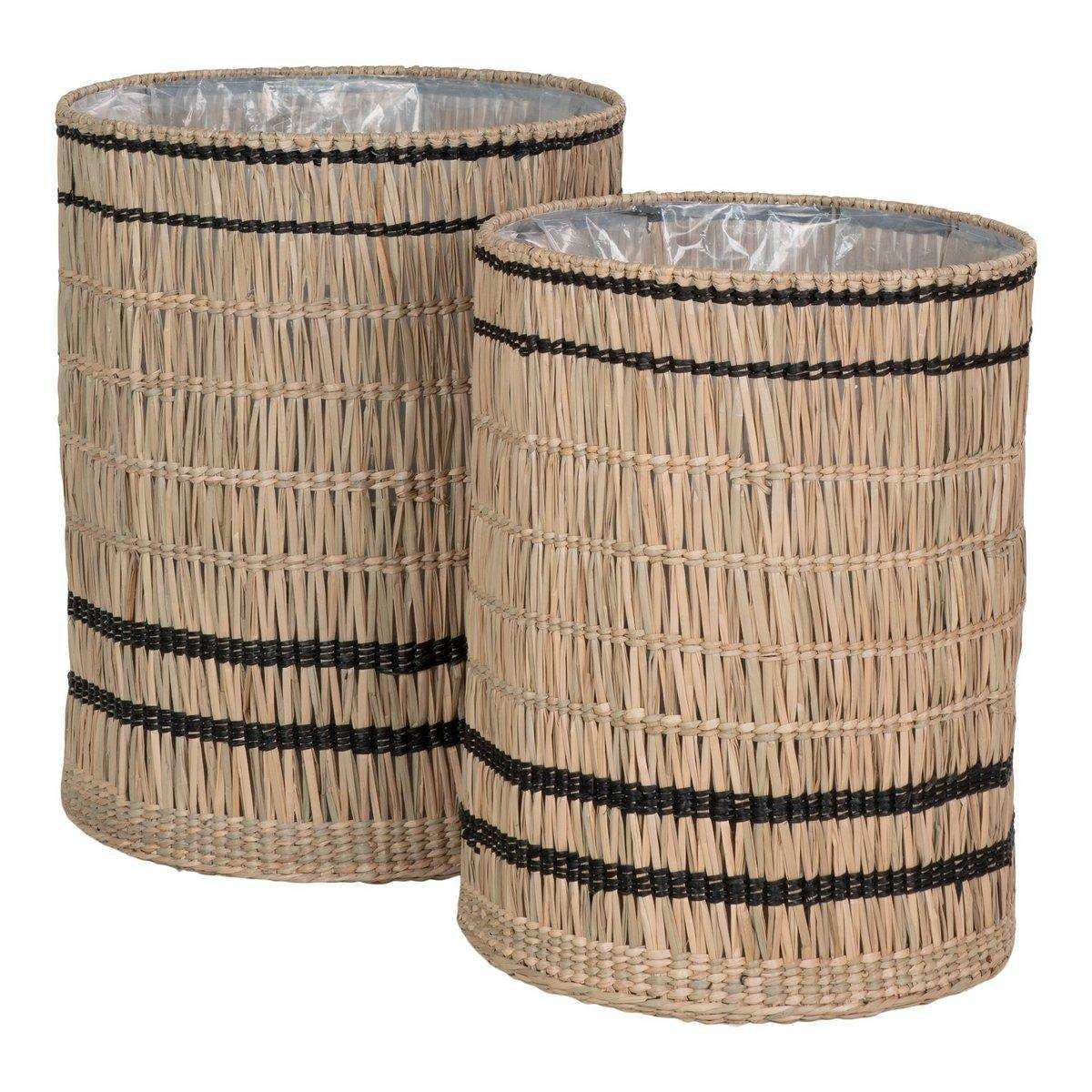 Vinh Planter - Pflanzgefäß, Seegras, rund, natur, 2er-Set - HomeDesign Knaus