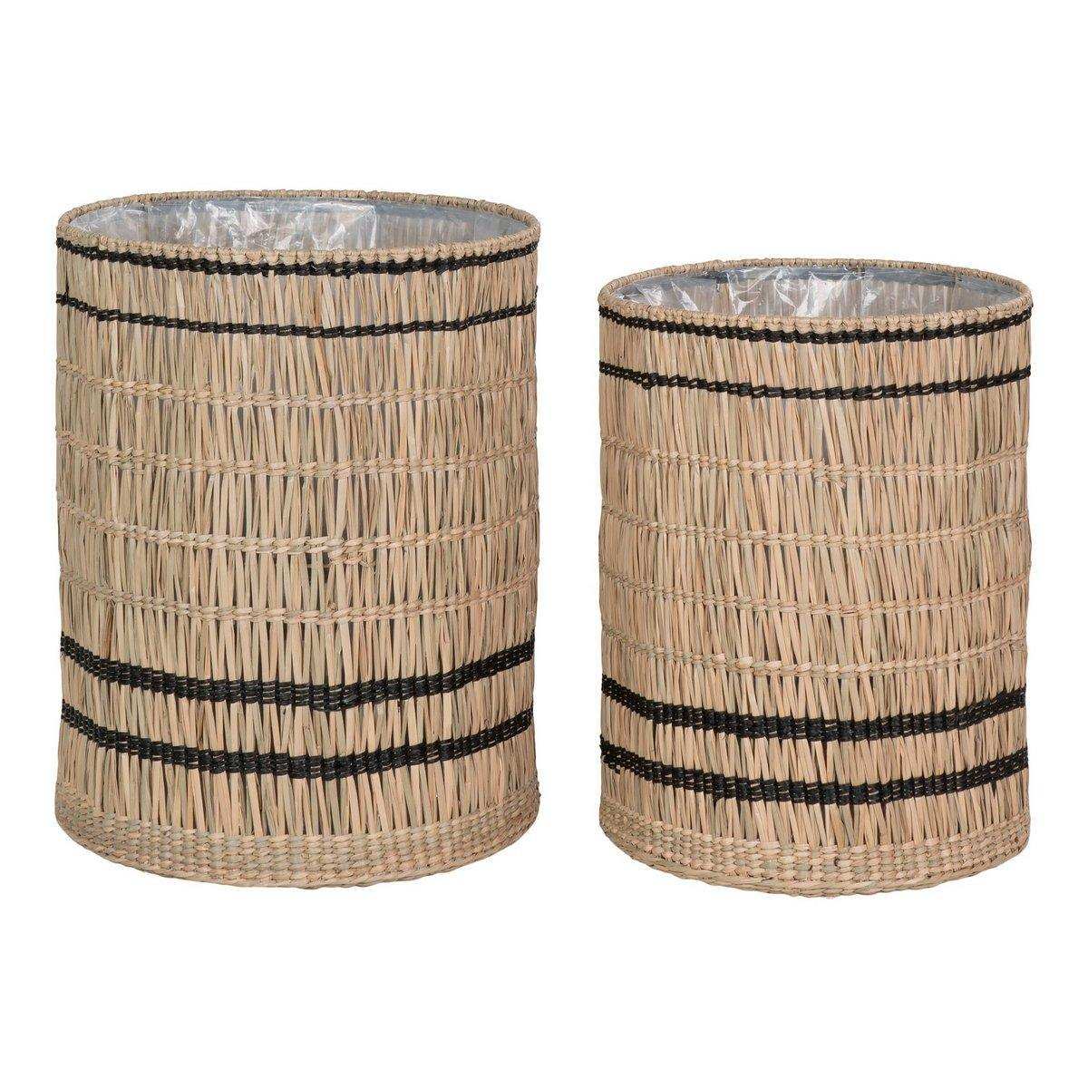 Vinh Planter - Pflanzgefäß, Seegras, rund, natur, 2er-Set - HomeDesign Knaus