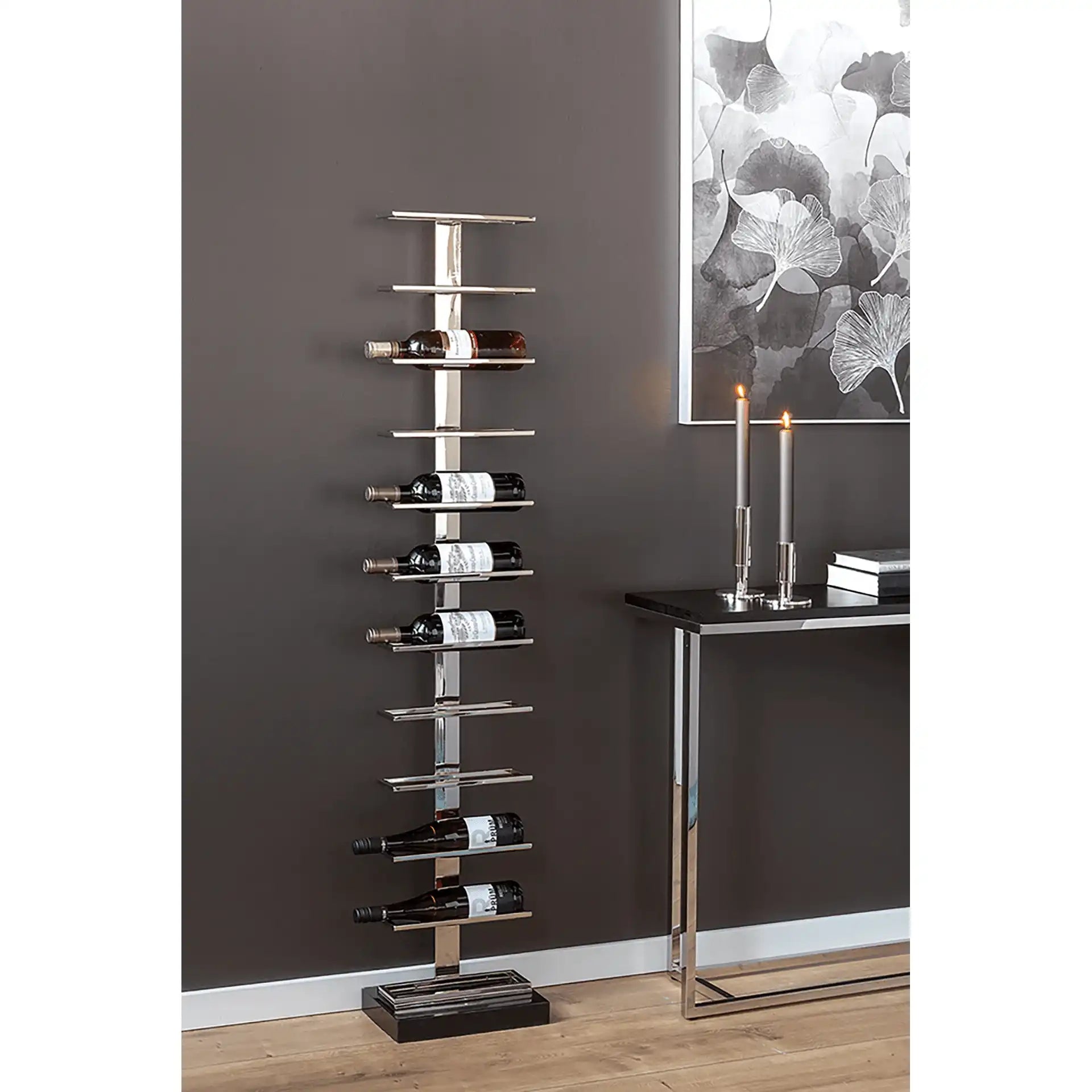 Vinolo Weinständer Weinregal Chrom Handarbeit mit Mamor Ständer - HomeDesign Knaus