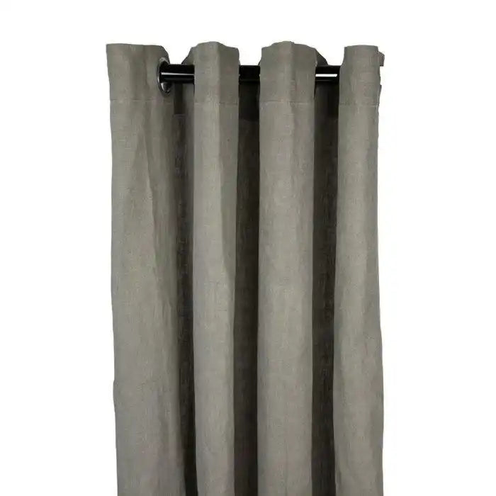 Vintage Leinenvorhang Denise olivgrau 140x290 - HomeDesign Knaus